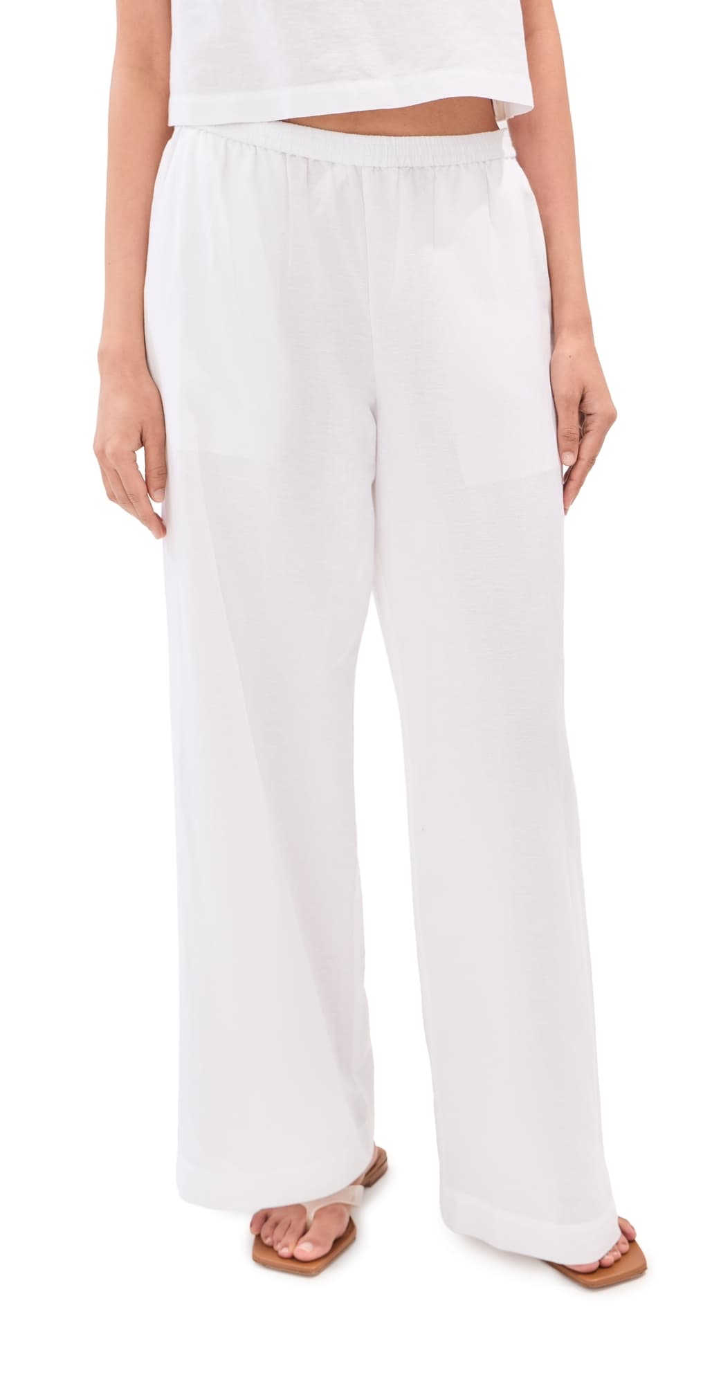 LE BOP Margot Linen Wide Leg Pants White