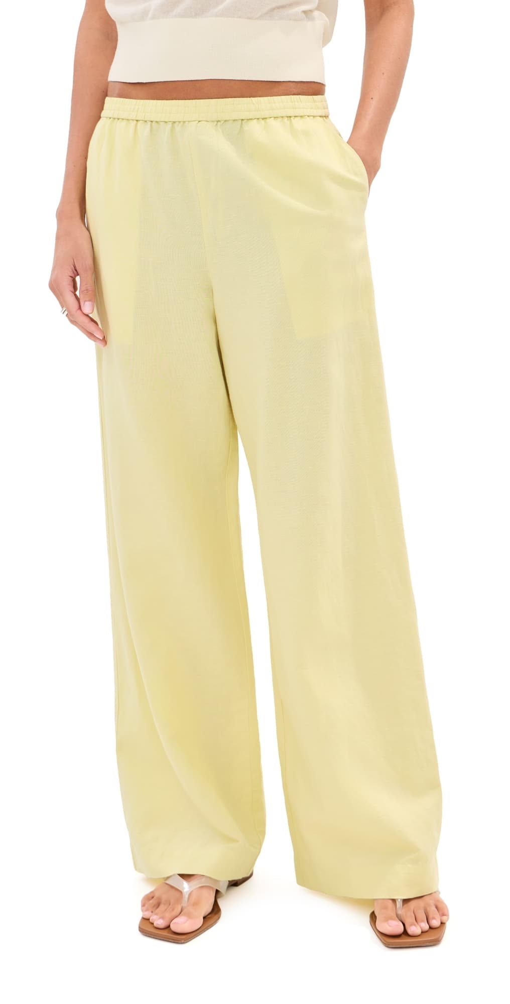 LE BOP Margot Linen Wide Leg Pants Honeydew