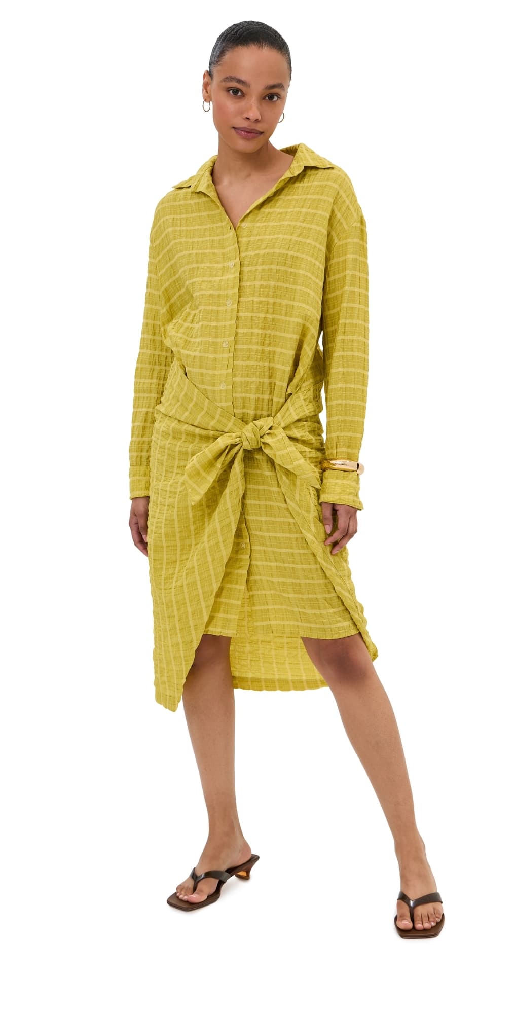 LE BOP Hollis Checked Dress Chartreuse