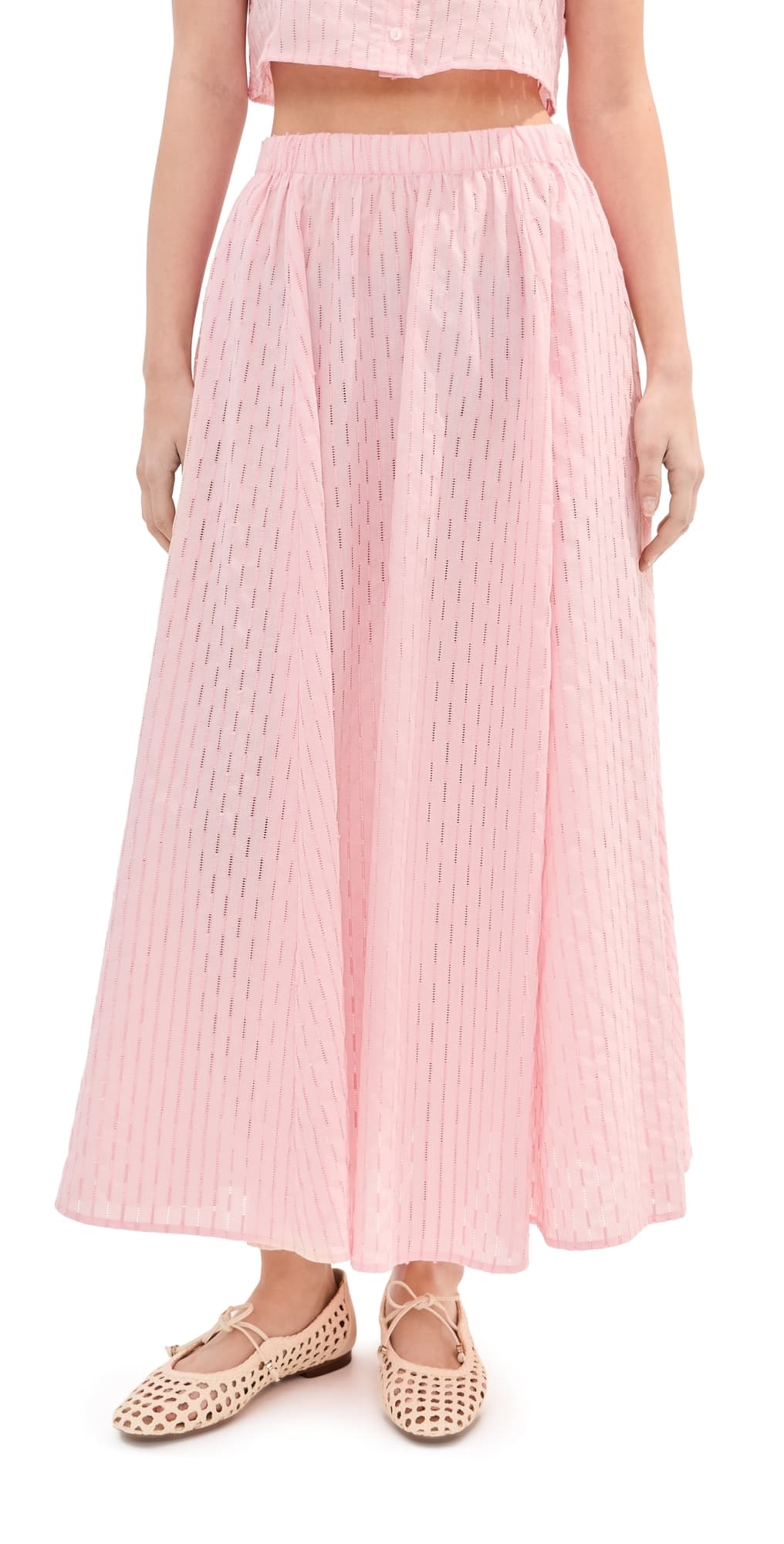 LE BOP Martha Eyelet Skirt Pink