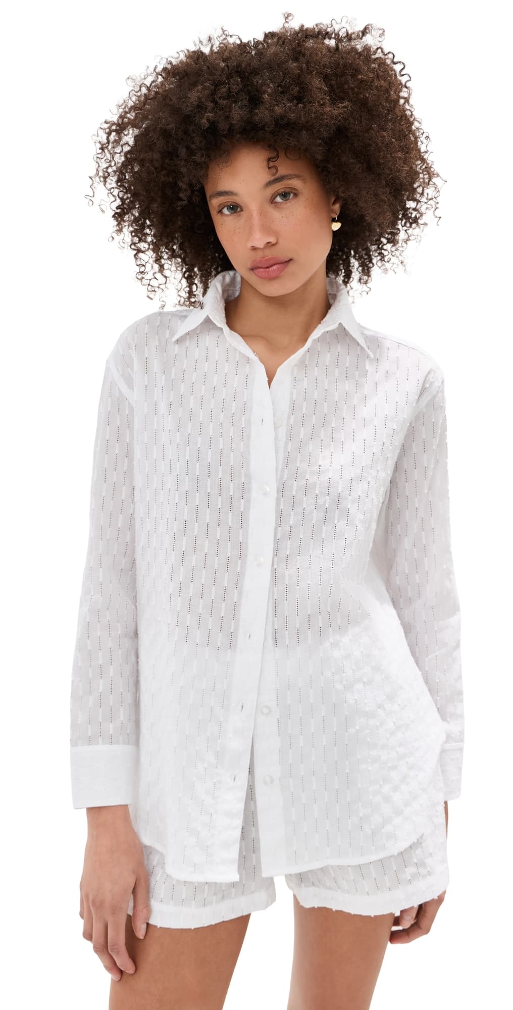 LE BOP Cecelia Eyelet Button Down White