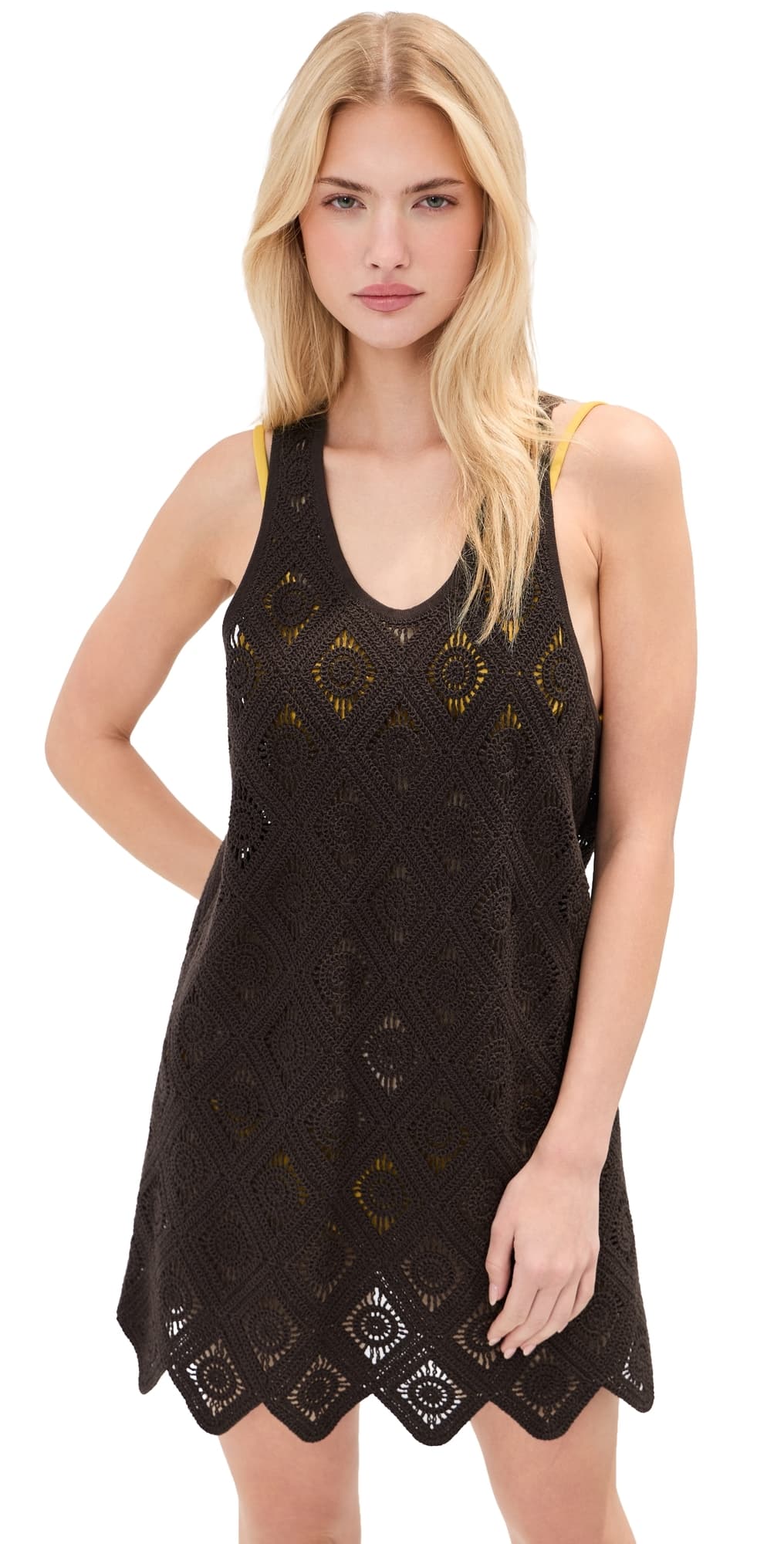 LE BOP Juno Crochet Coverup Dress Chocolate