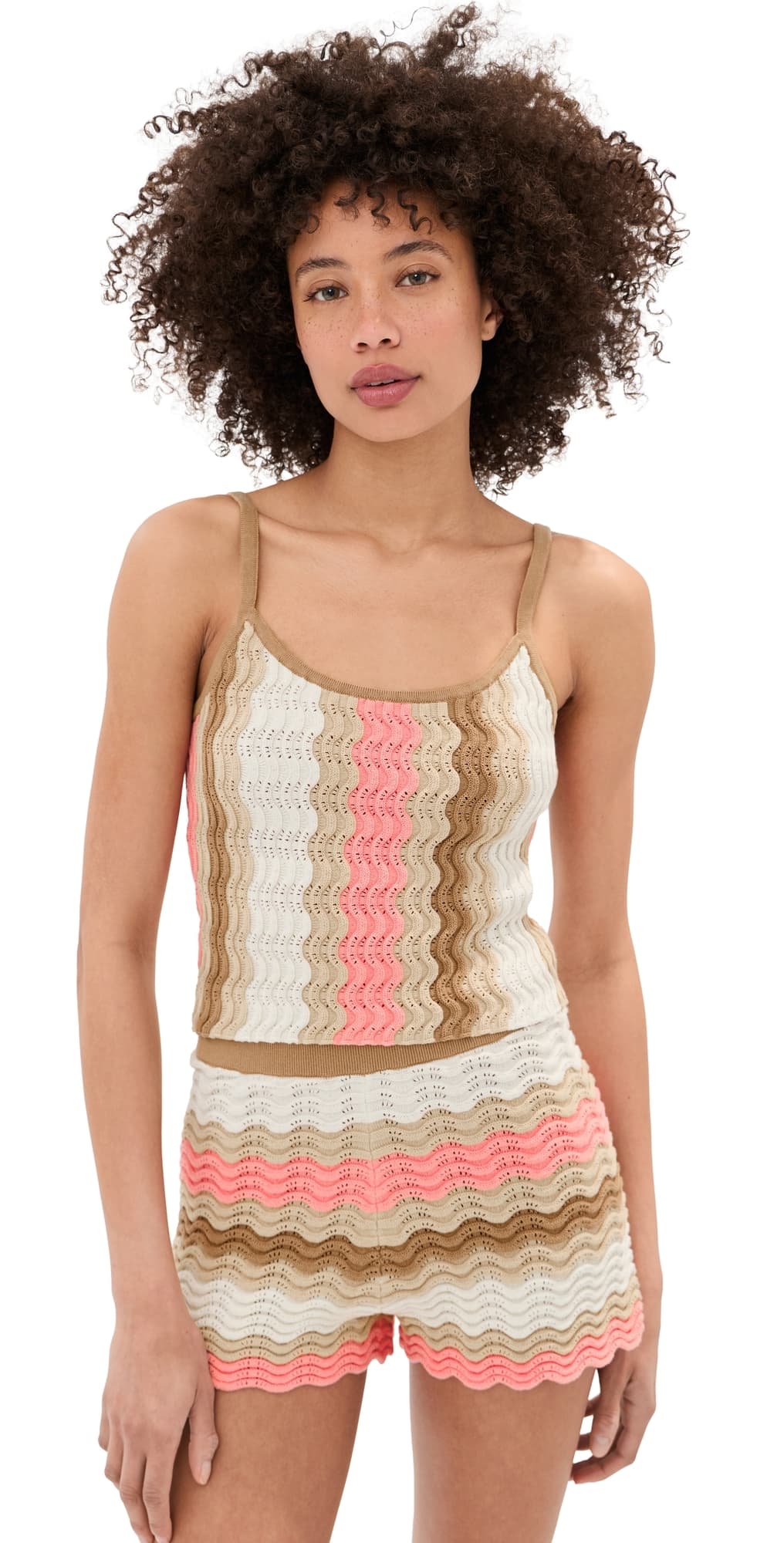 LE BOP Jeselle Wavy Stripe Tank Top Pink Stripe