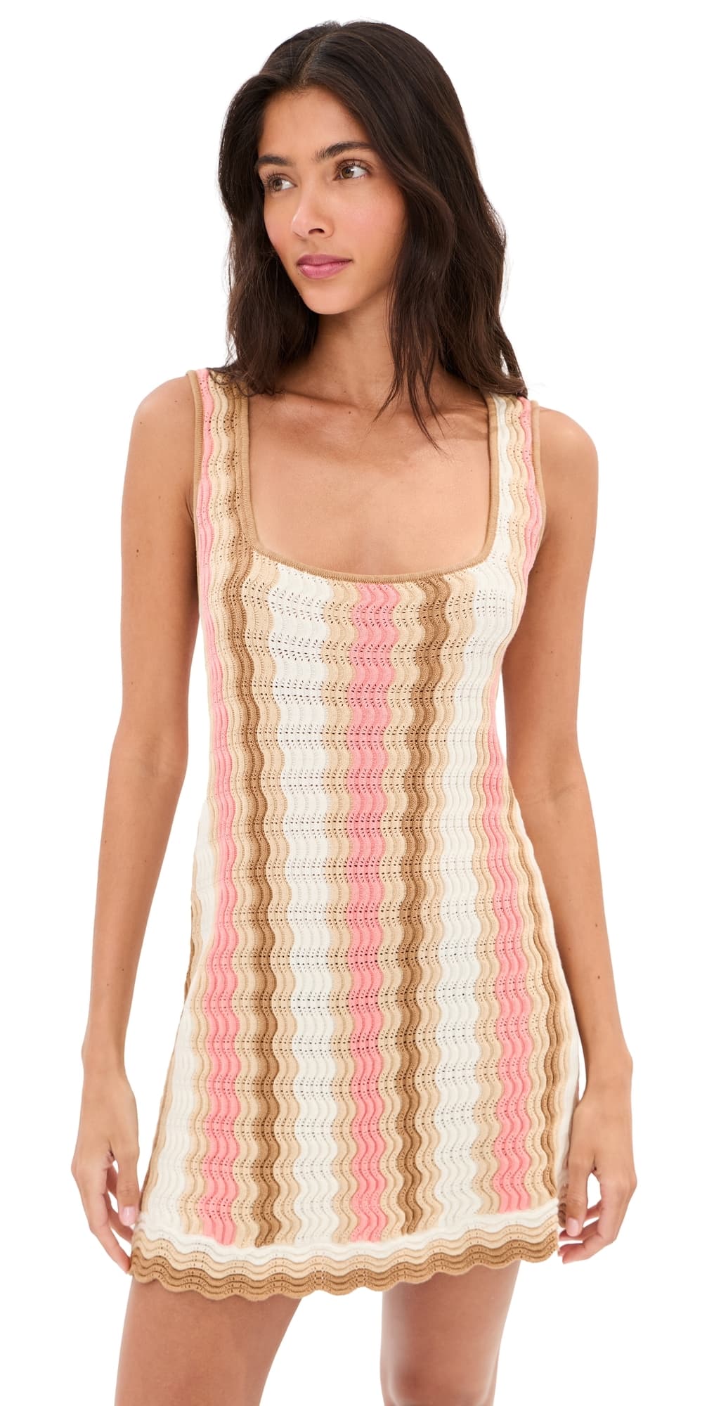 LE BOP Nadia Wavy Stripe Mini Dress Pink Stripe