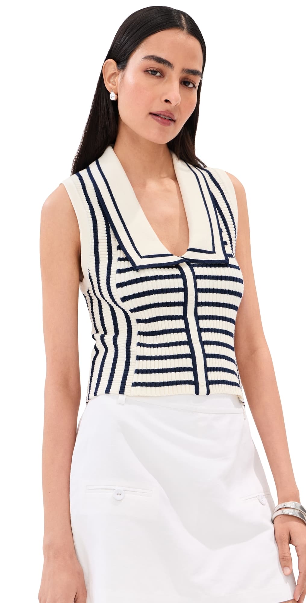 LE BOP Noa Ribbed Tank Top Midnight/White