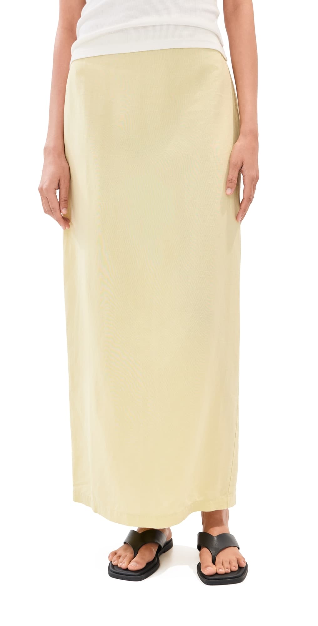 LE BOP Vanessa Linen Maxi Skirt Honeydew