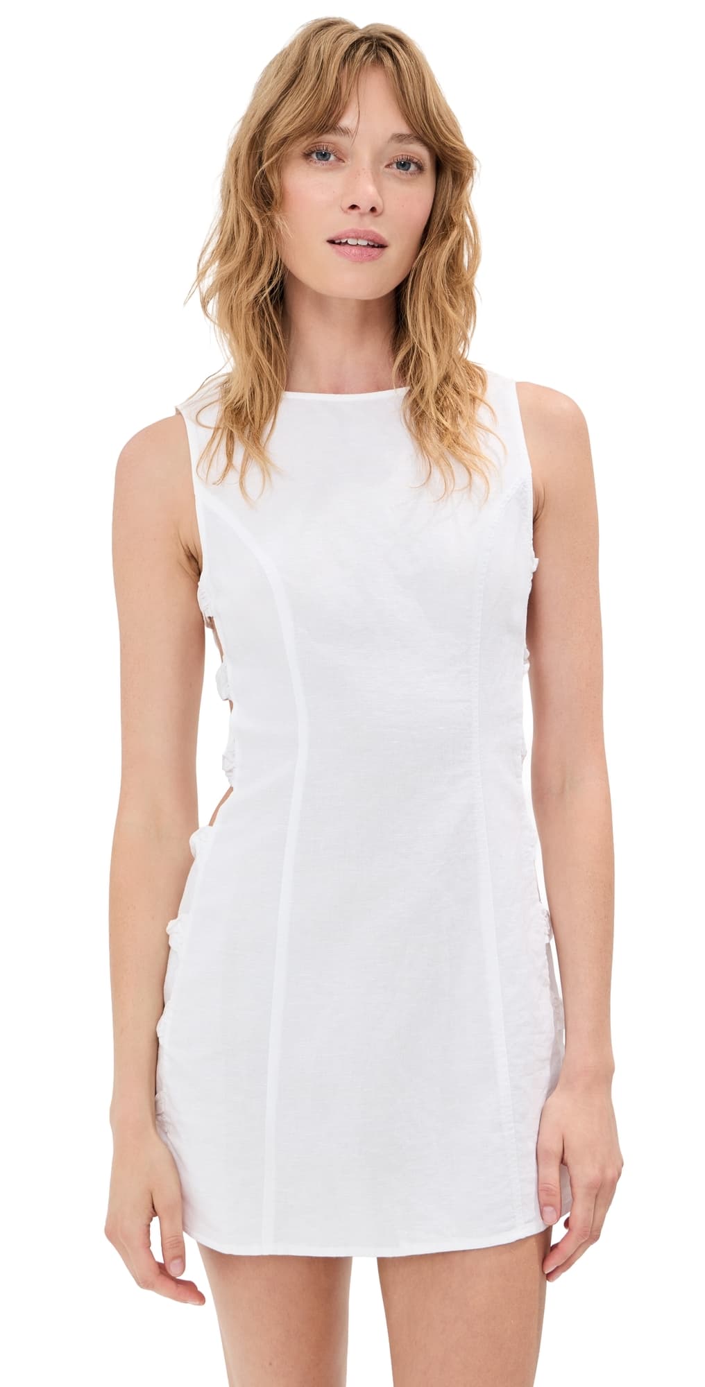 LE BOP Jane Linen Mini Dress White