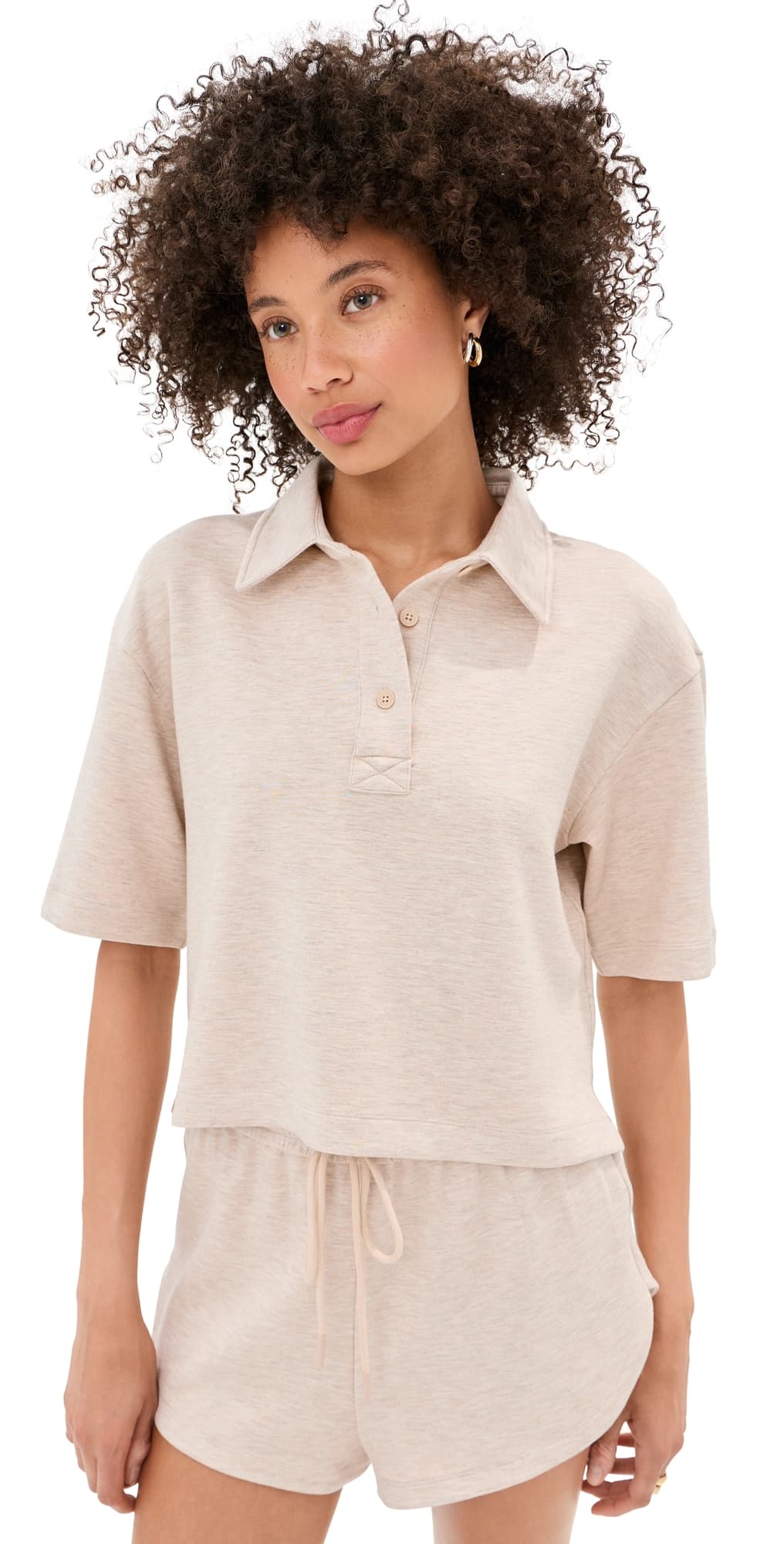 LE BOP Josephine Polo Top Heathered Oat