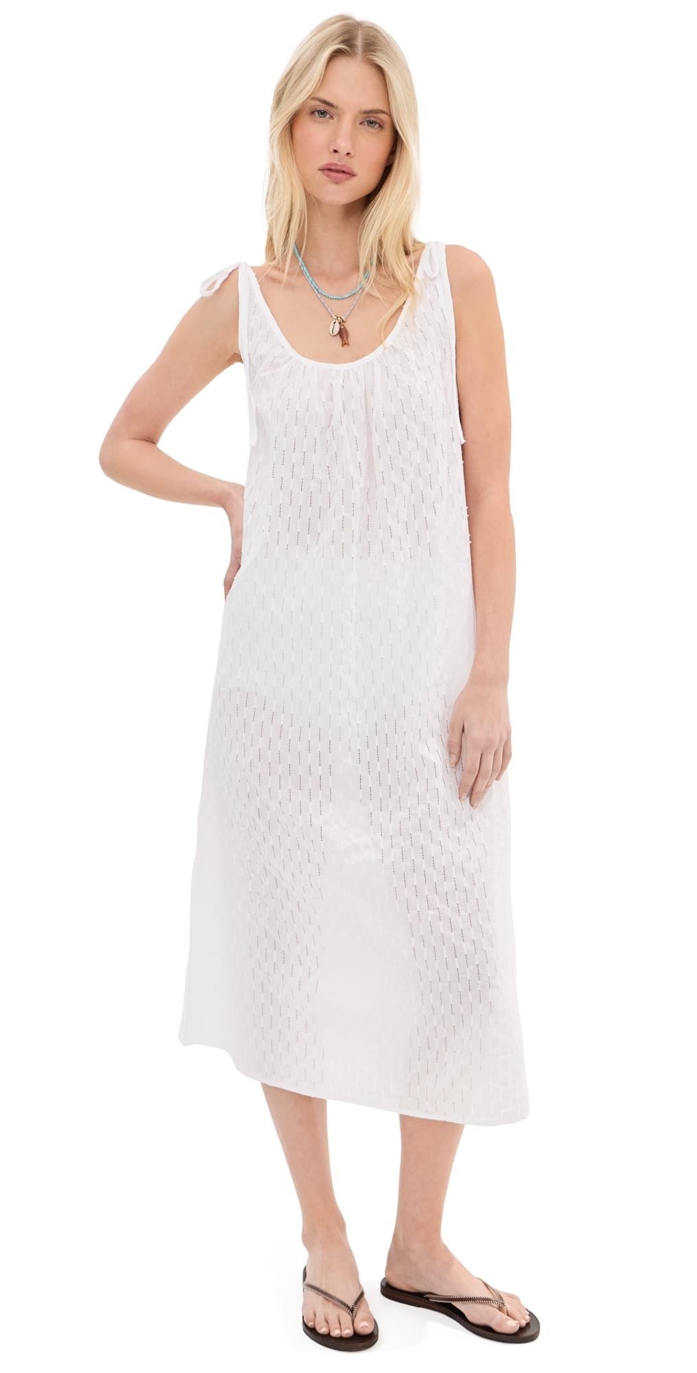 LE BOP Skylar Eyelet Maxi Dress White