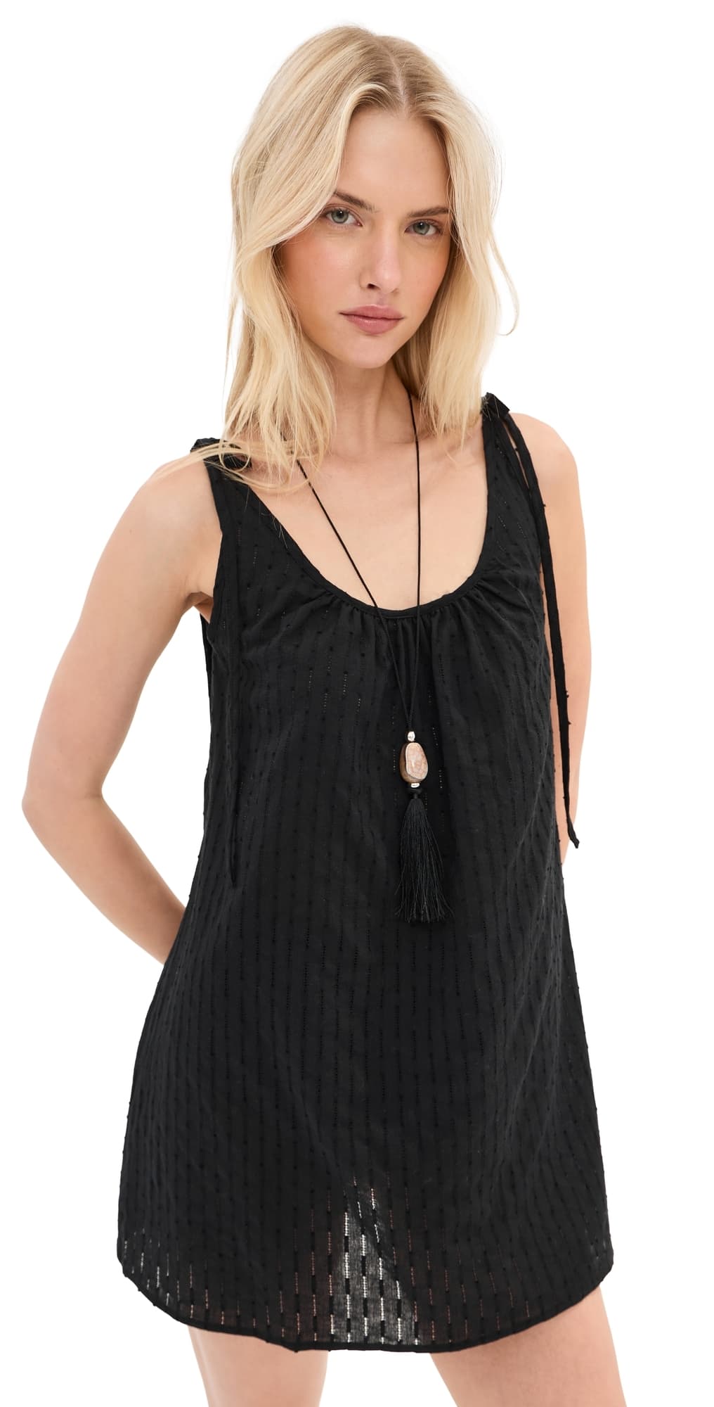 LE BOP Skylar Eyelet Mini Dress Black