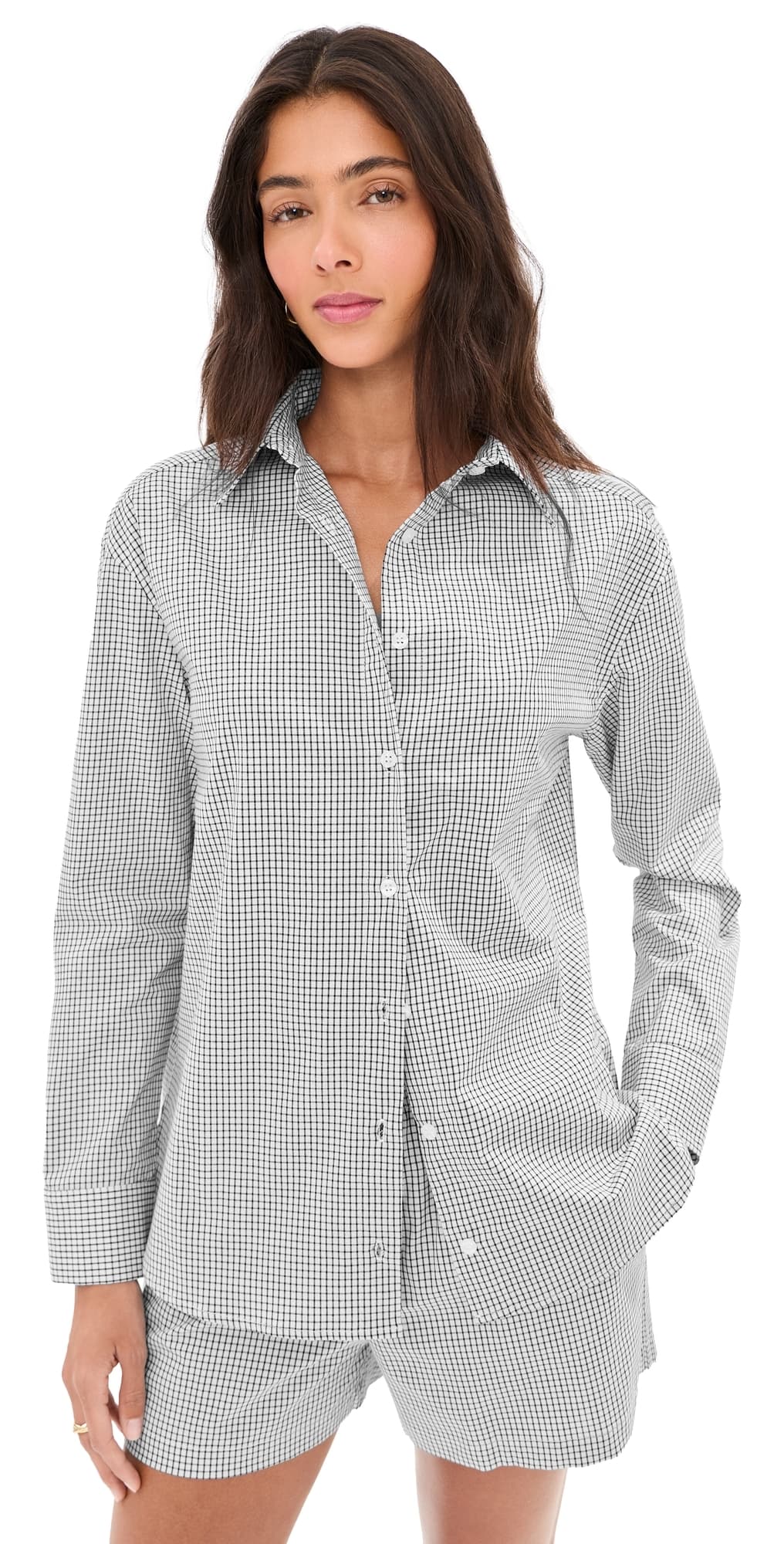 LE BOP Kali Tie Back Button Down Black Check