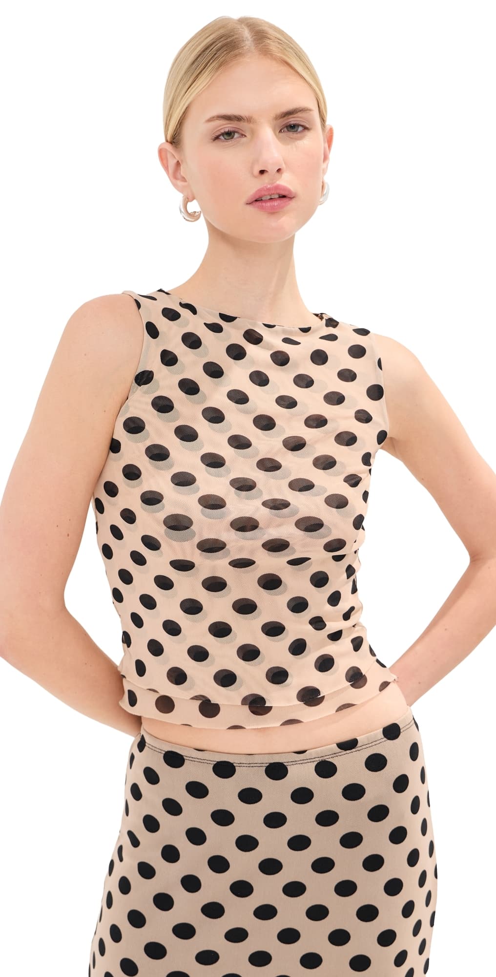 LE BOP Carrie Tank Tan/Black Polka Dot