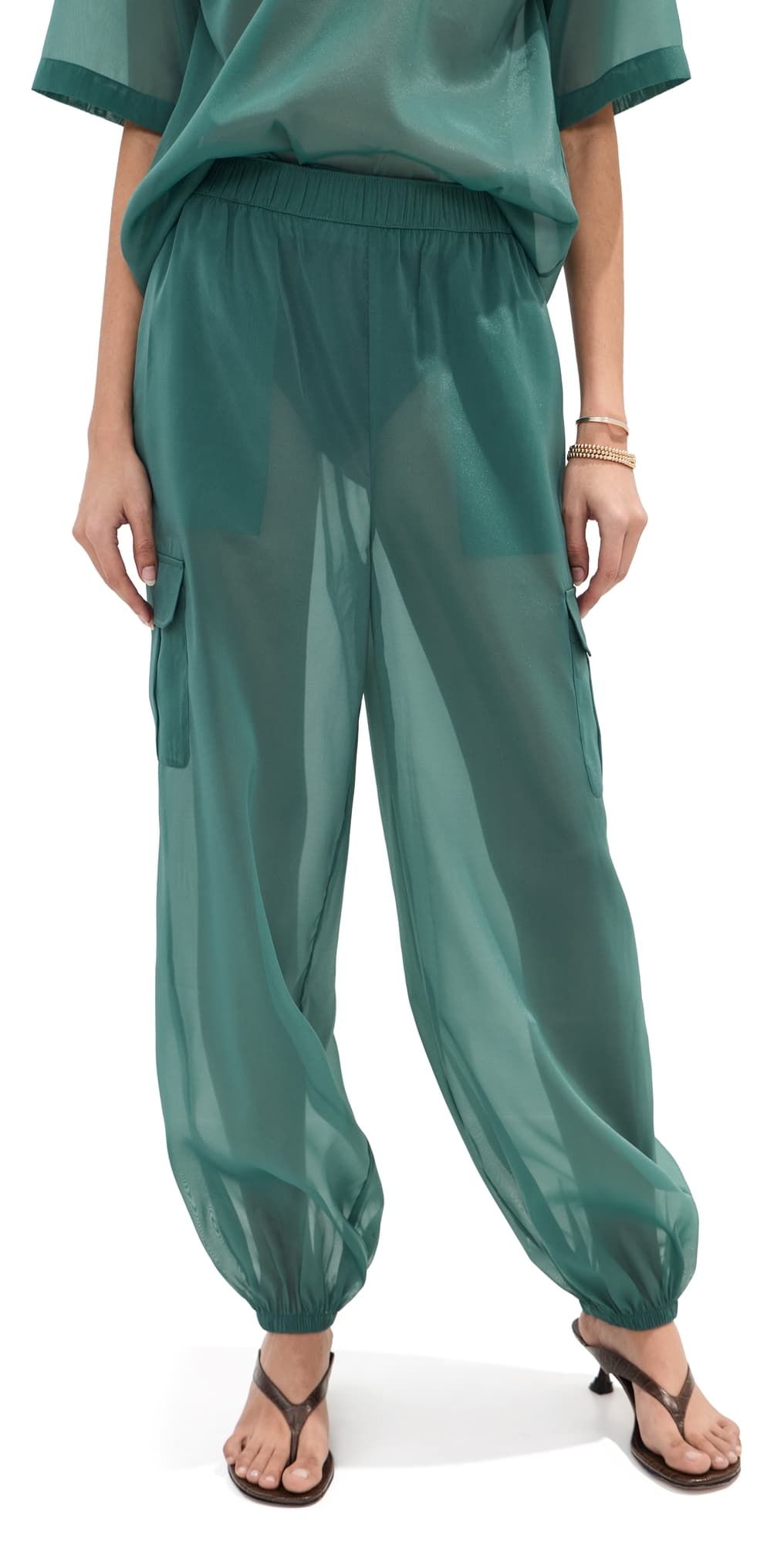 LE BOP Organza Cargo Pocket Pants Jasper Green