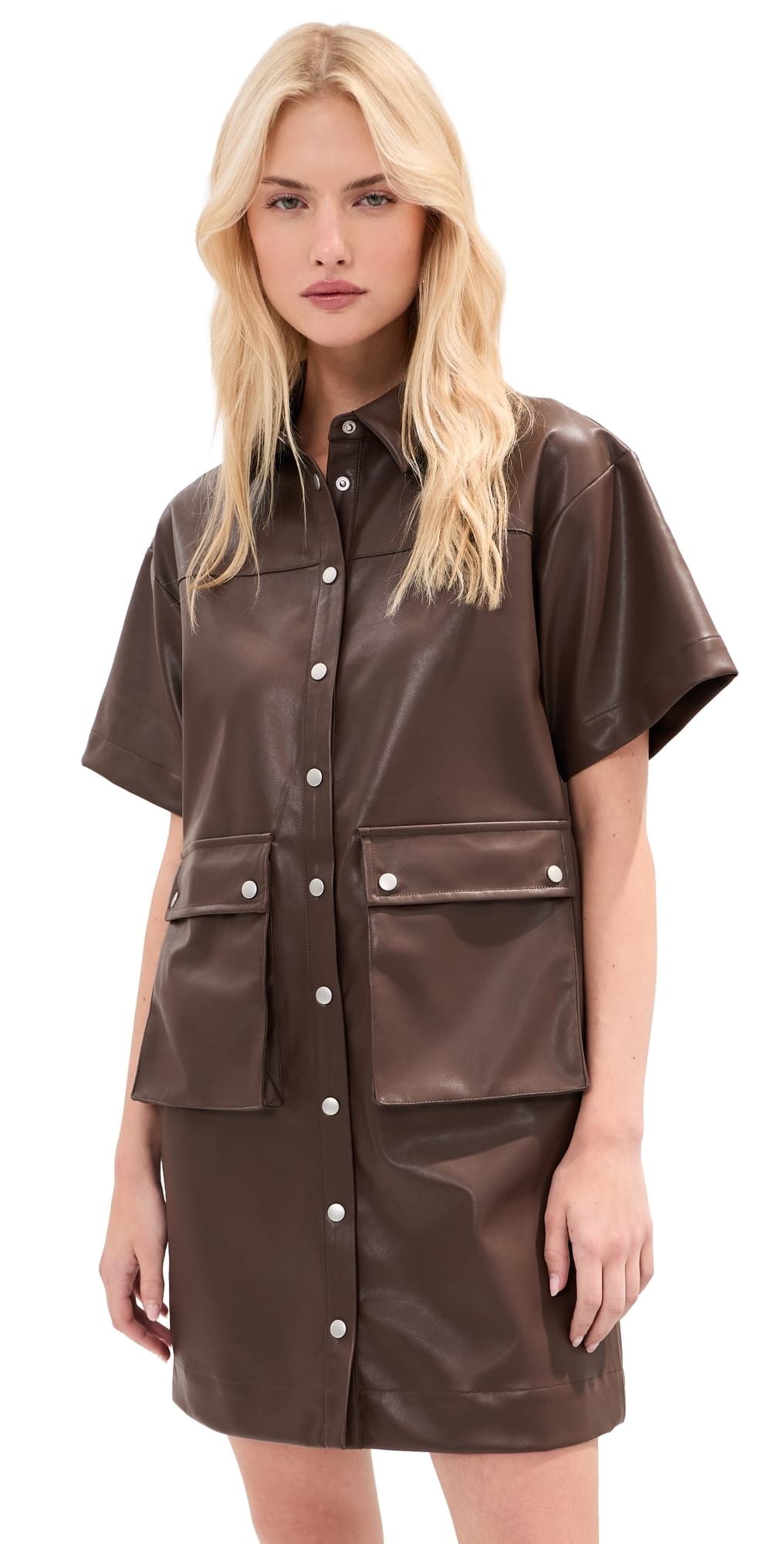 LE BOP Mariette Utility Mini Dress Coffee
