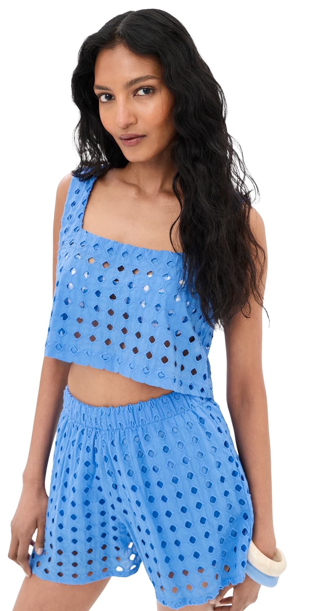 LE BOP Desiree Cropped Tank Marina Blue
