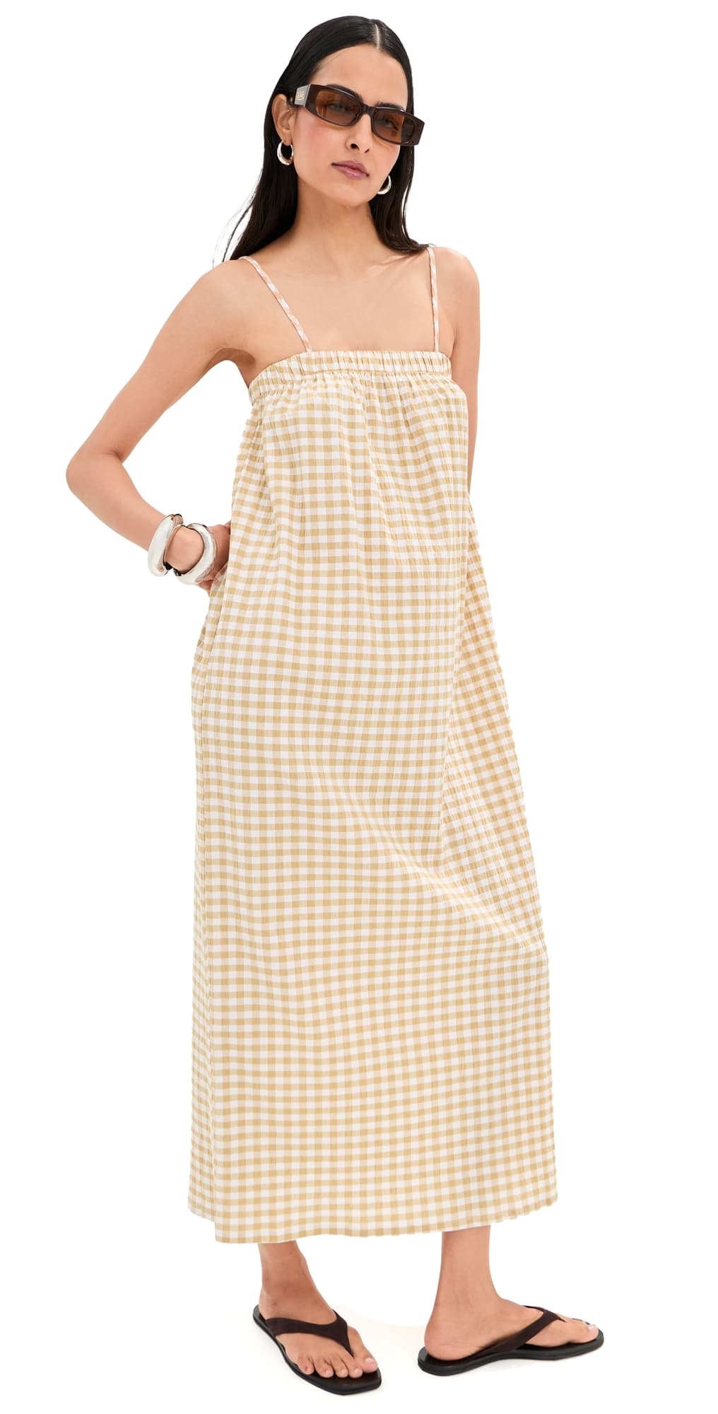 LE BOP Camille Maxi Dress Khaki Check