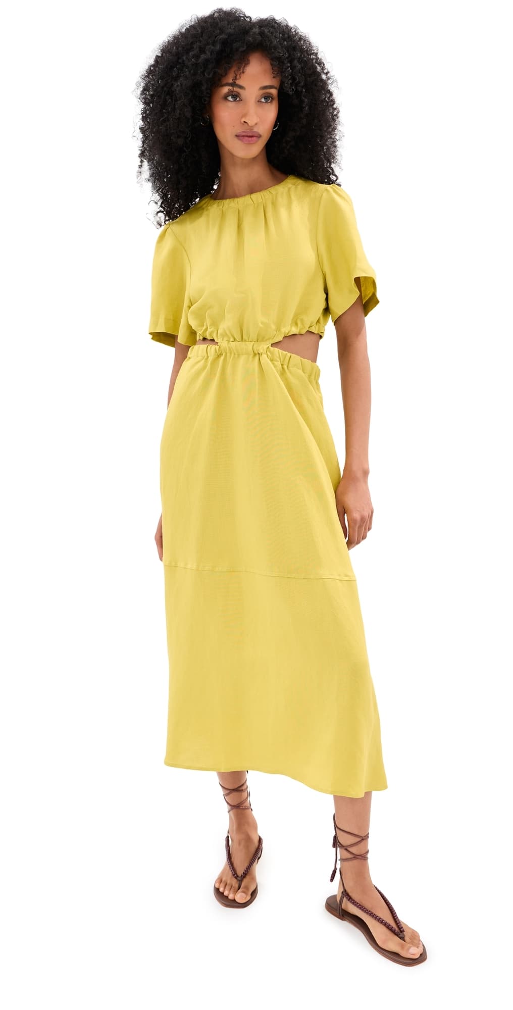 LE BOP Helena Midi Dress Warm Olive