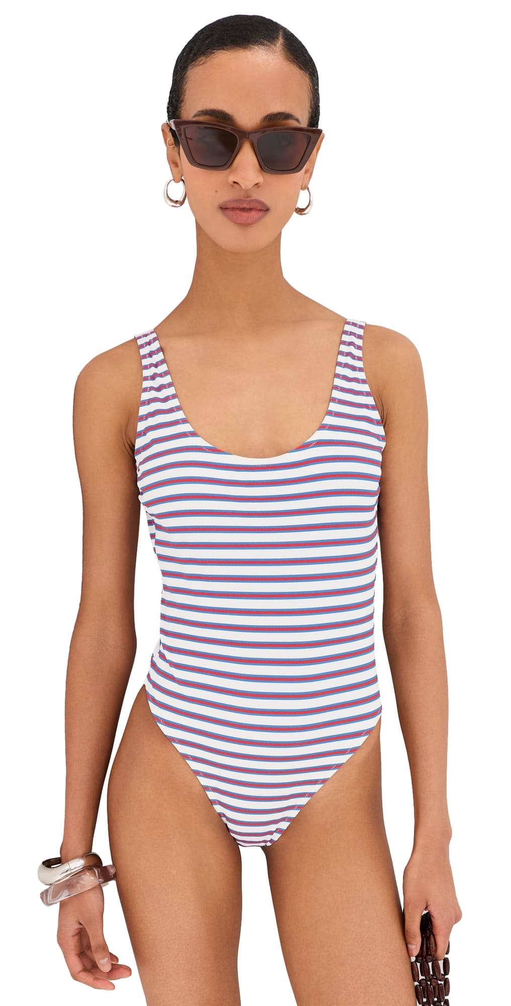 LE BOP Scoop Neck One Piece Varigated Stripe