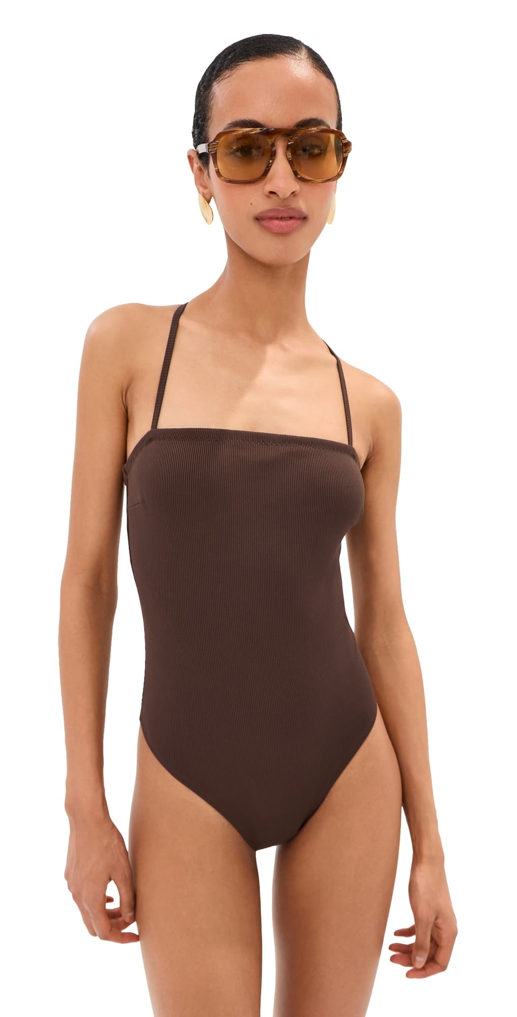 LE BOP Square Neck One Piece Shaved Chocolate