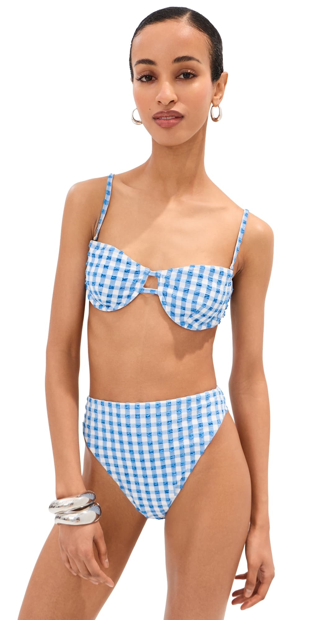 LE BOP Underwire Bikini Top Gingham (Marina/Ivory)