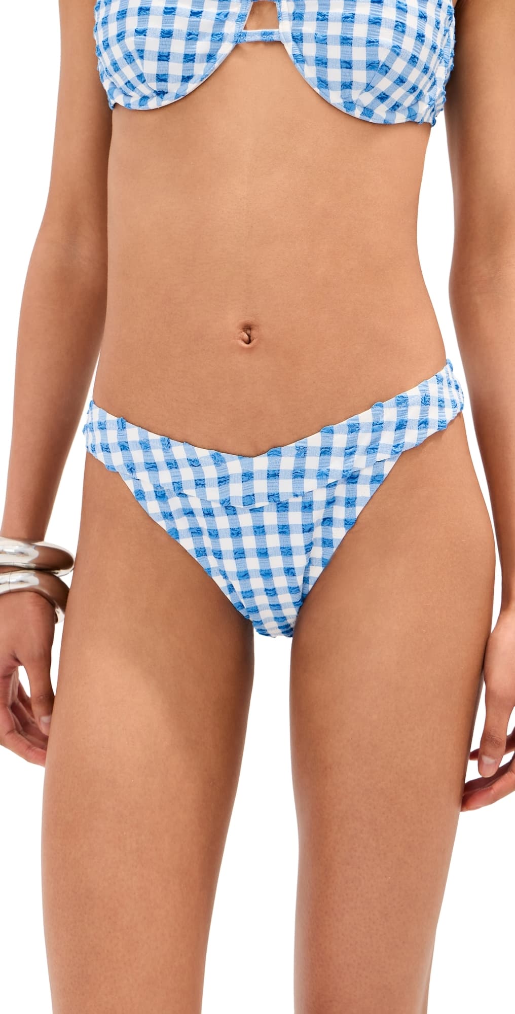LE BOP Low V Rise Bikini Bottoms Gingham (Marina/Ivory)