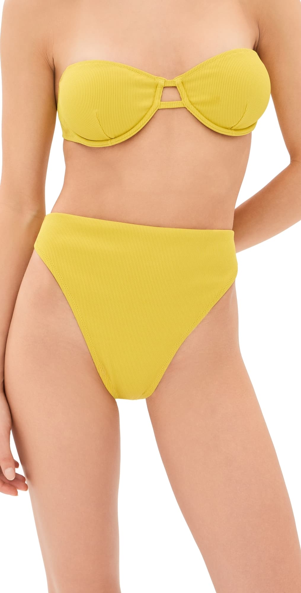 LE BOP Elise High Waisted Bikini Bottoms Warm Olive