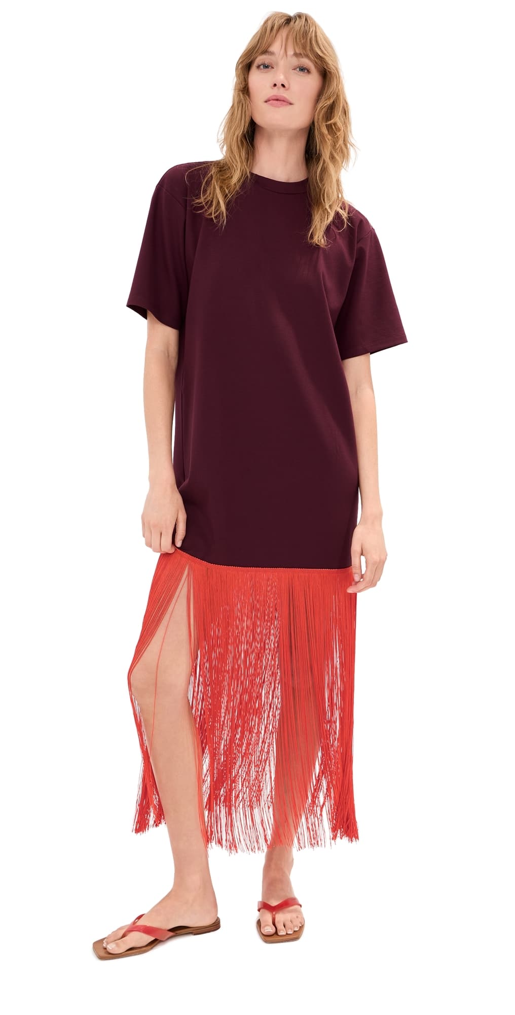 LE BOP Nico Fringe Dress Elderberry/Red