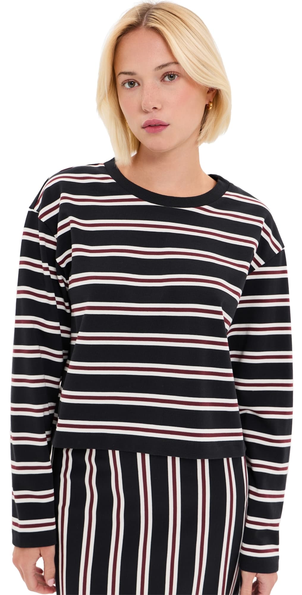 LE BOP Danica Crop Tee Black/Ivory/Mahogany