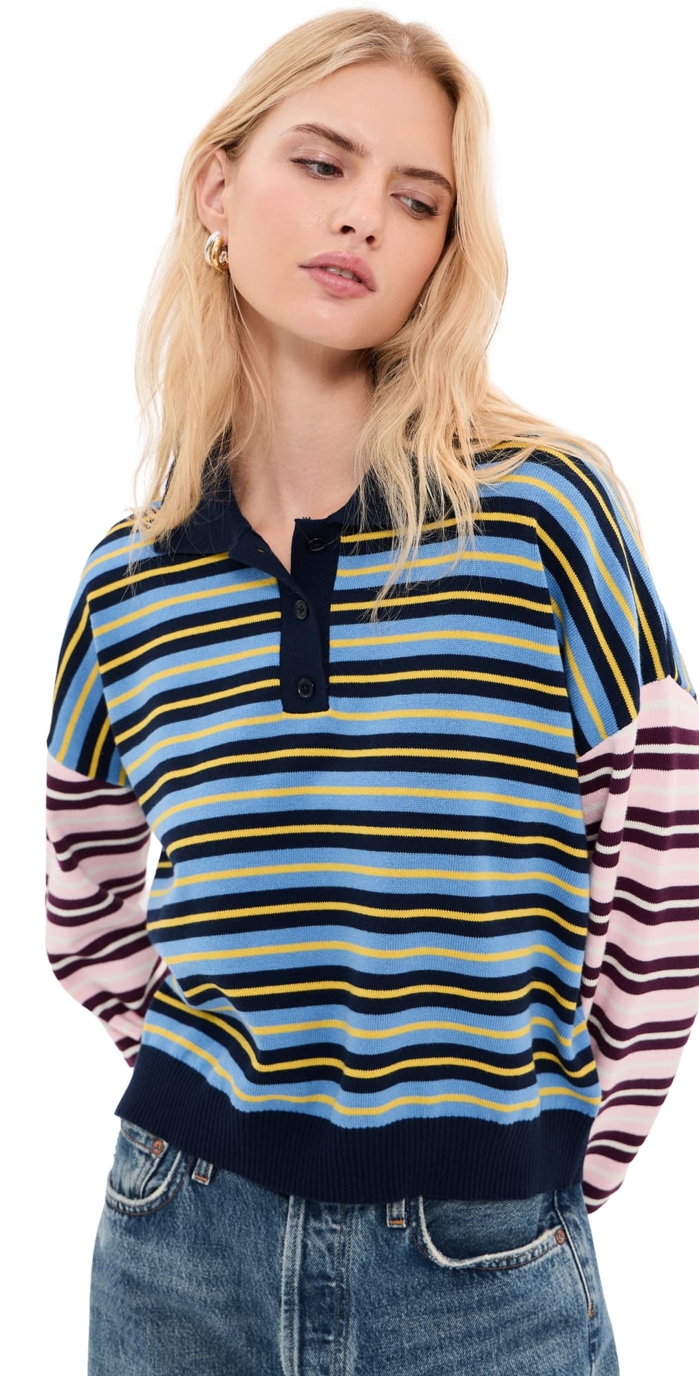 LE BOP Zadie Cropped Polo Blue Mix