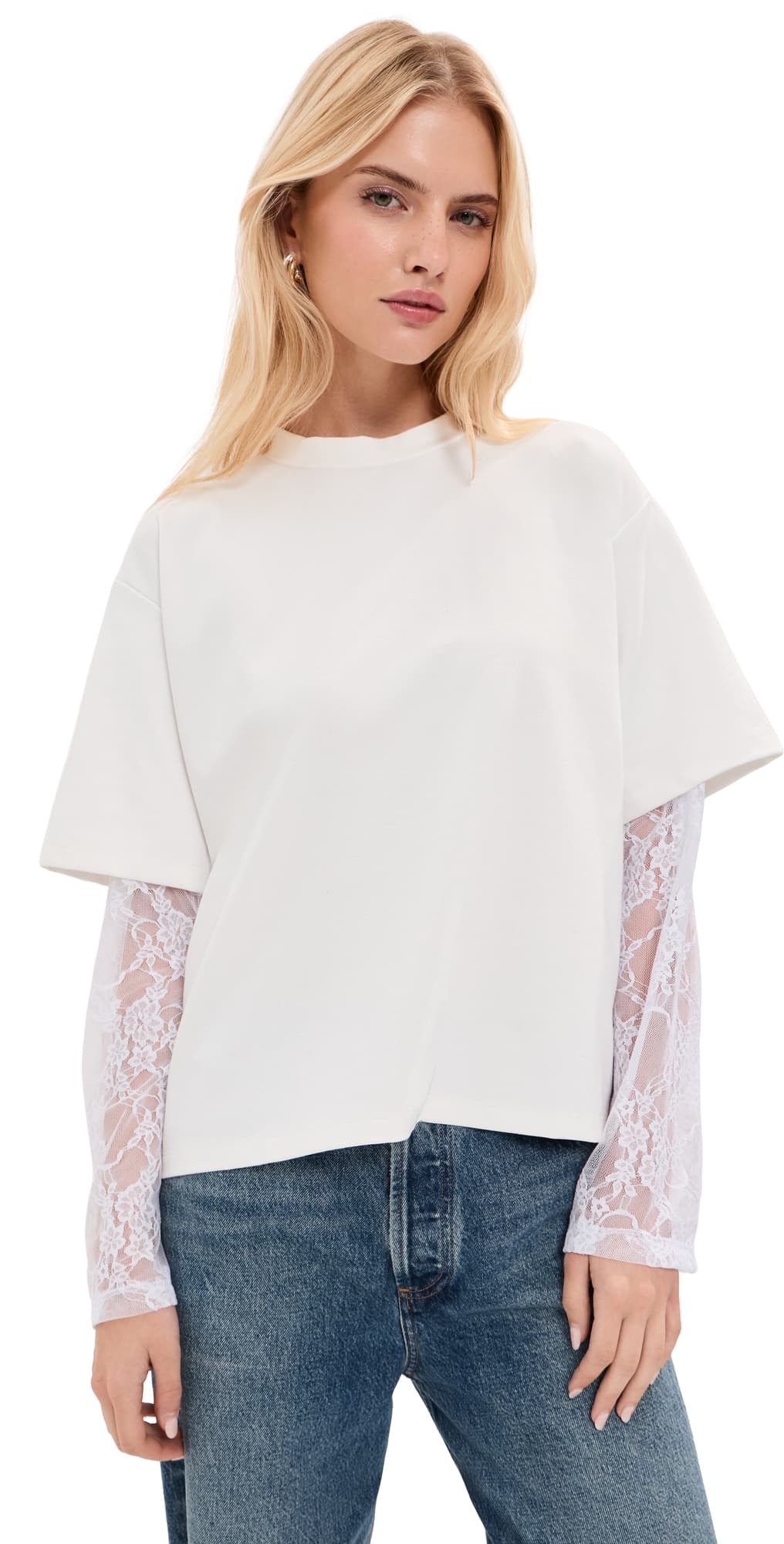 LE BOP Lucy Double Lace Tee White