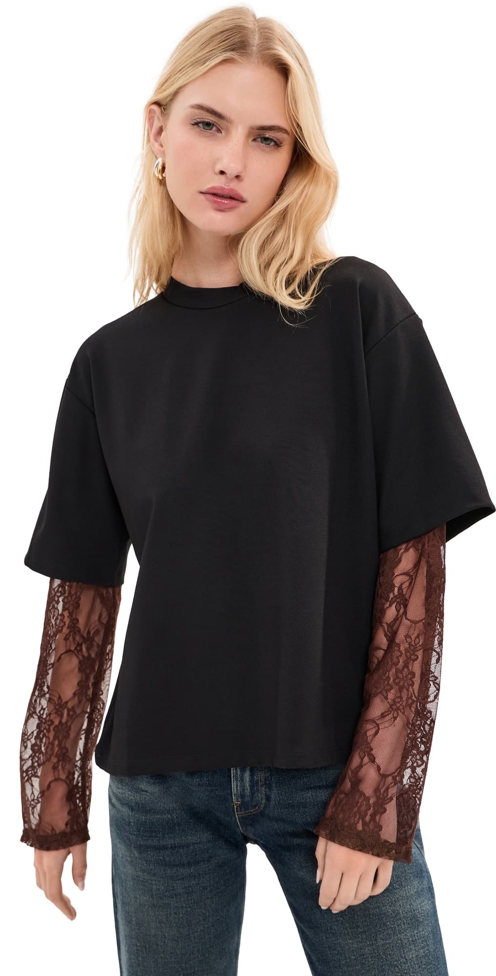 LE BOP Lucy Double Lace Tee Black/Brown