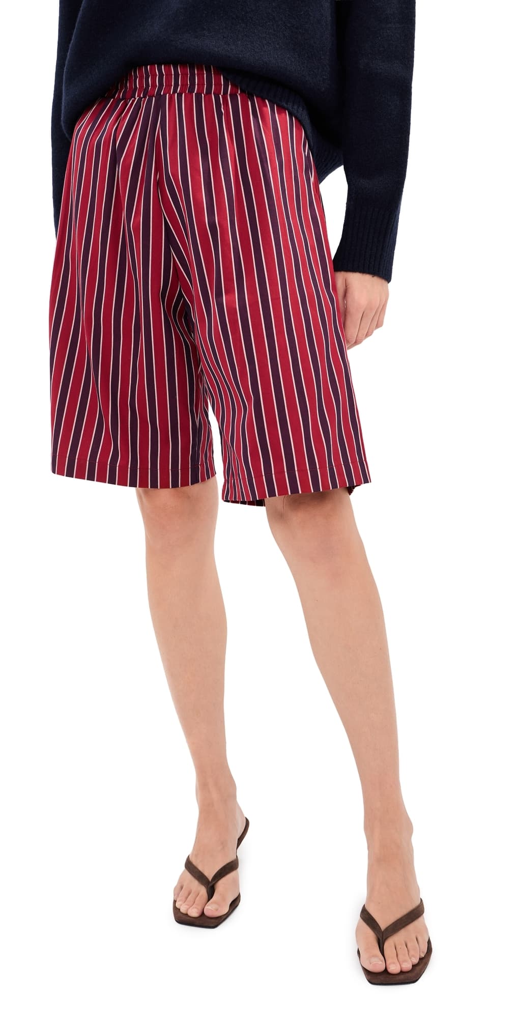 LE BOP Frances Bermuda Shorts Red/Navy Stripe