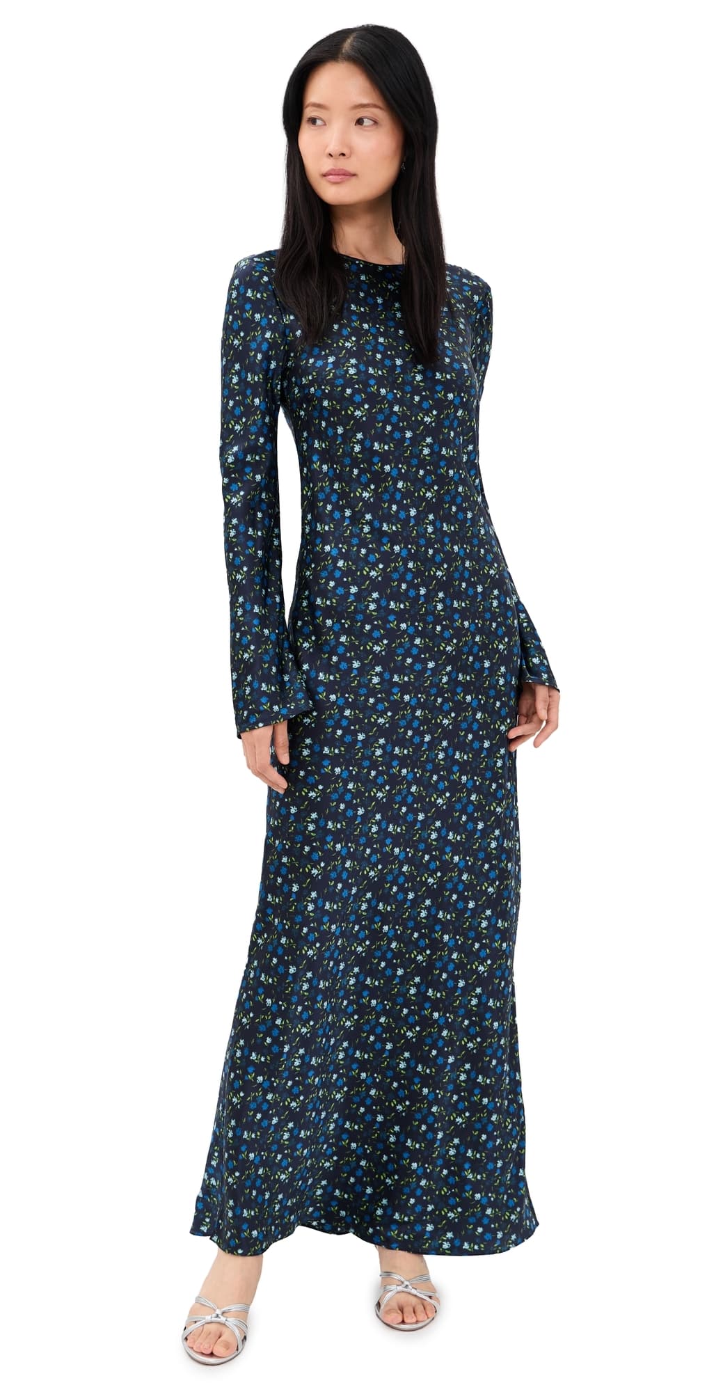 Lee Mathews Bella Silk Maxi Dress Navy