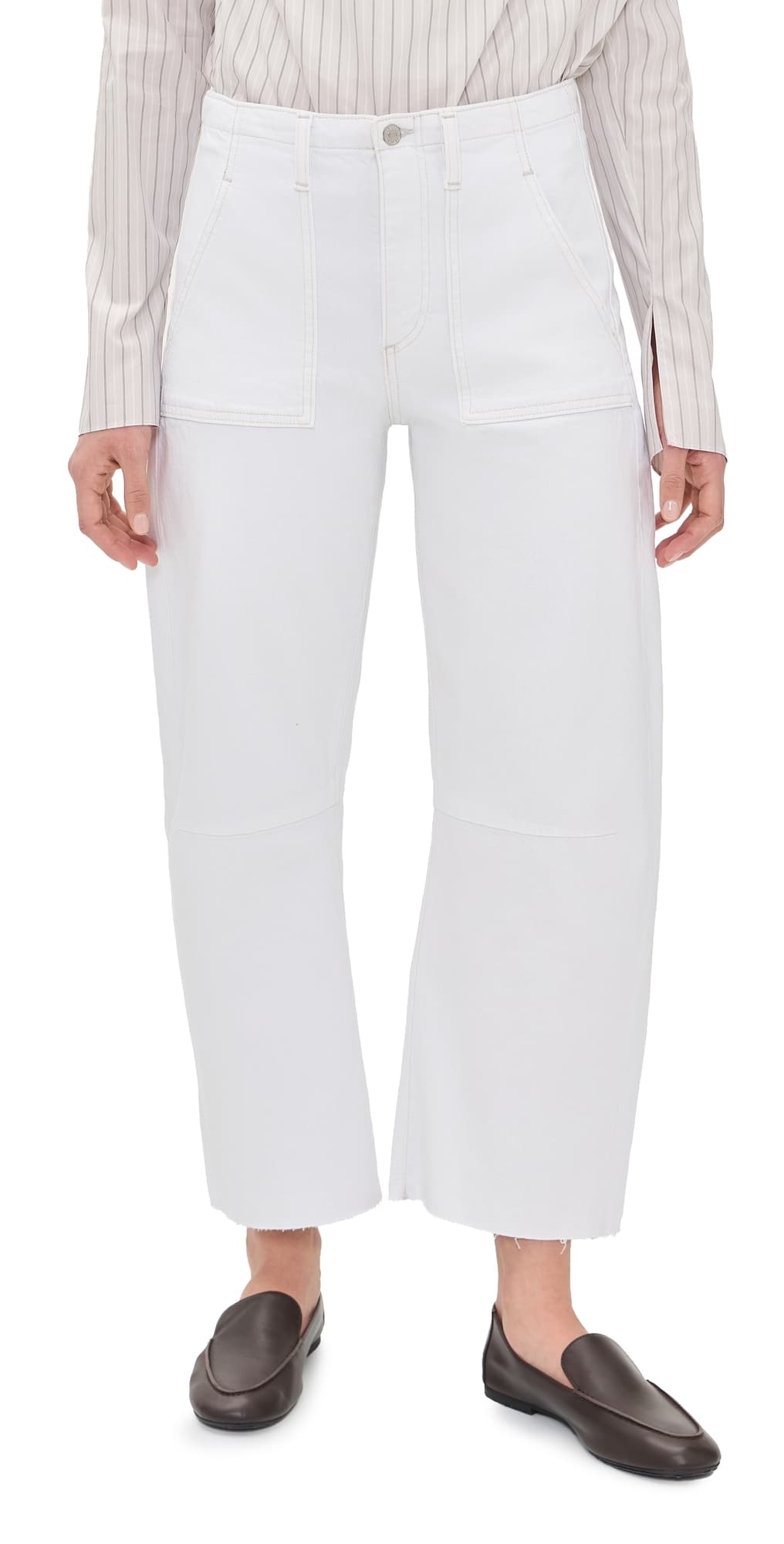 LE JEAN Utility Soft Barrel Jeans White