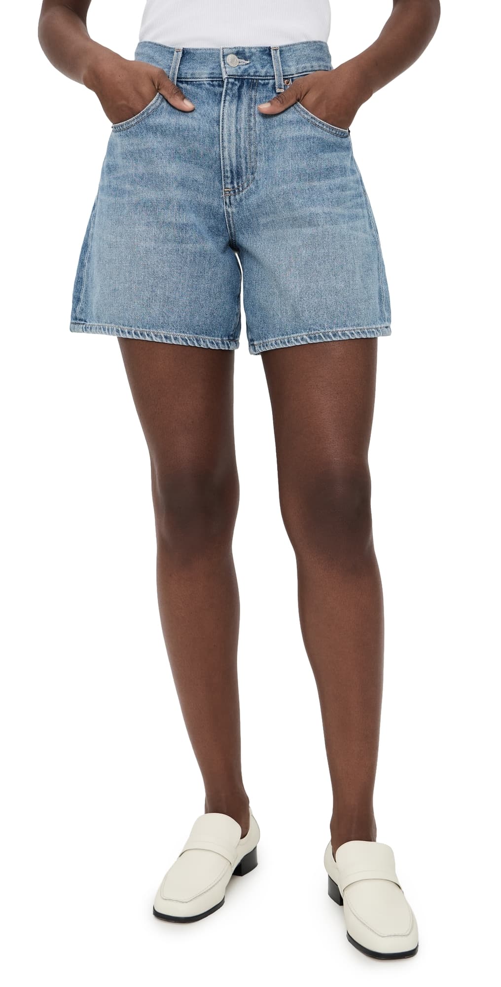LE JEAN Frida High Rise Shorts Forget Me Not