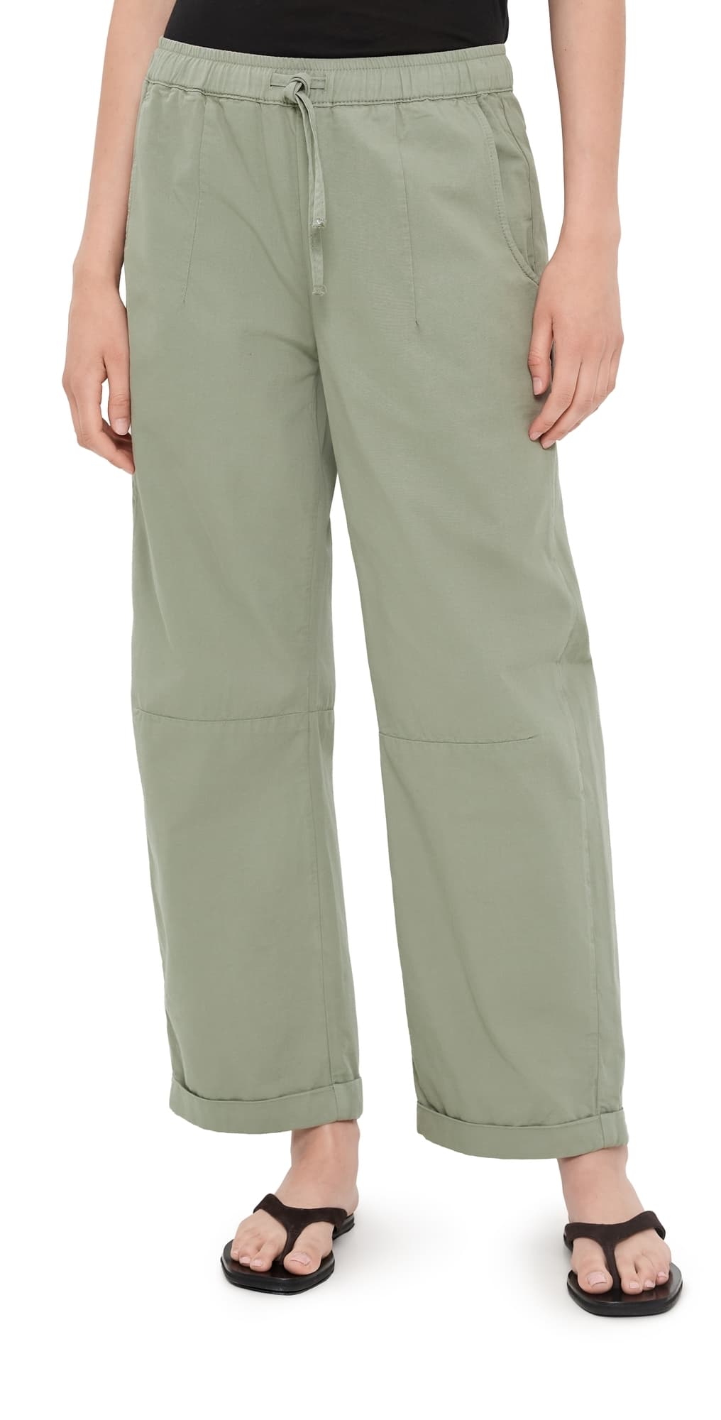 LE JEAN Mara Sateen Drawstring Pants Soft Sage