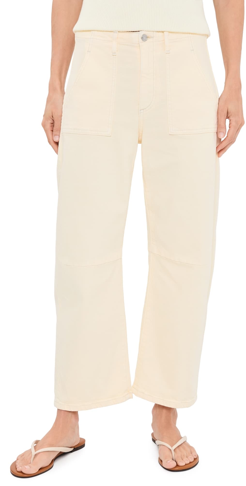 LE JEAN Petite Utility Soft Barrel Jeans Lemon Yellow