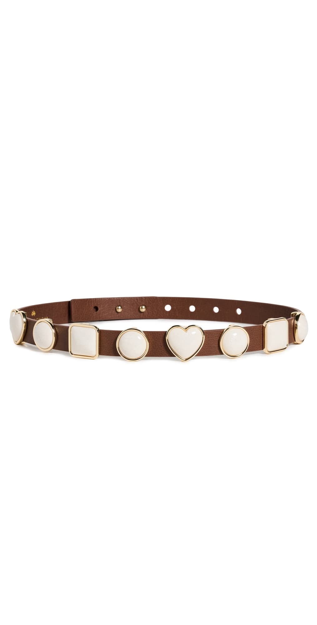 Lele Sadoughi Pearl Station Belt Walnut