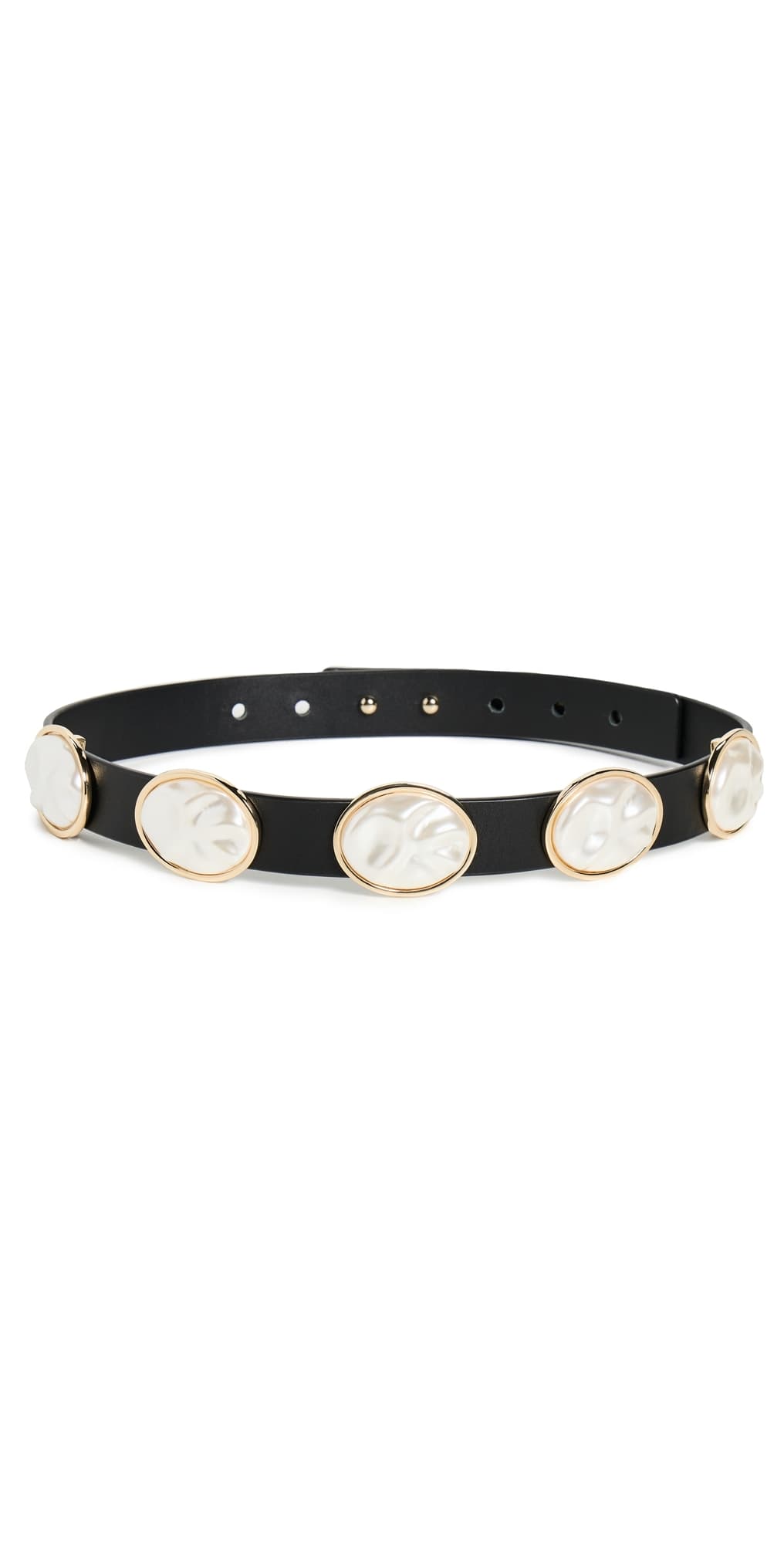 Lele Sadoughi Oval Pearl Station Belt Jet