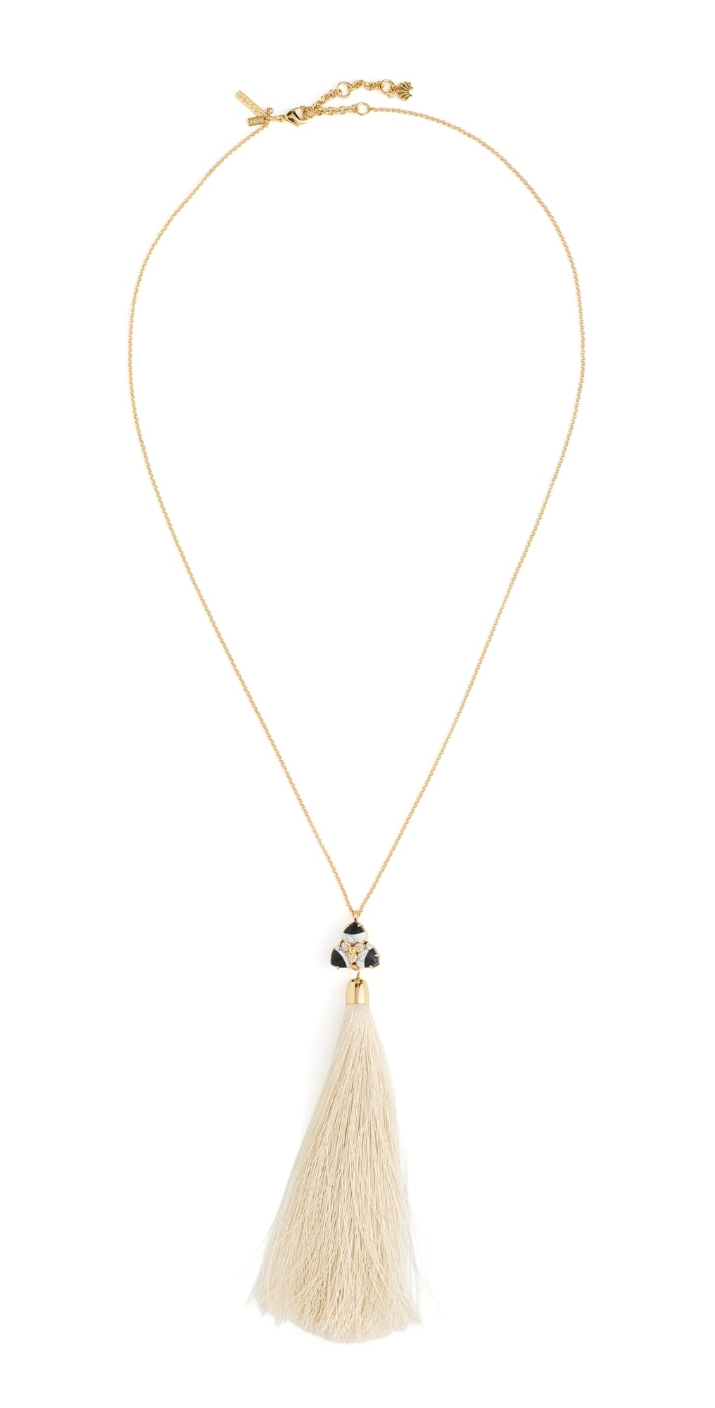 Lele Sadoughi Striped Orchid Tassel Necklace Onyx Marble