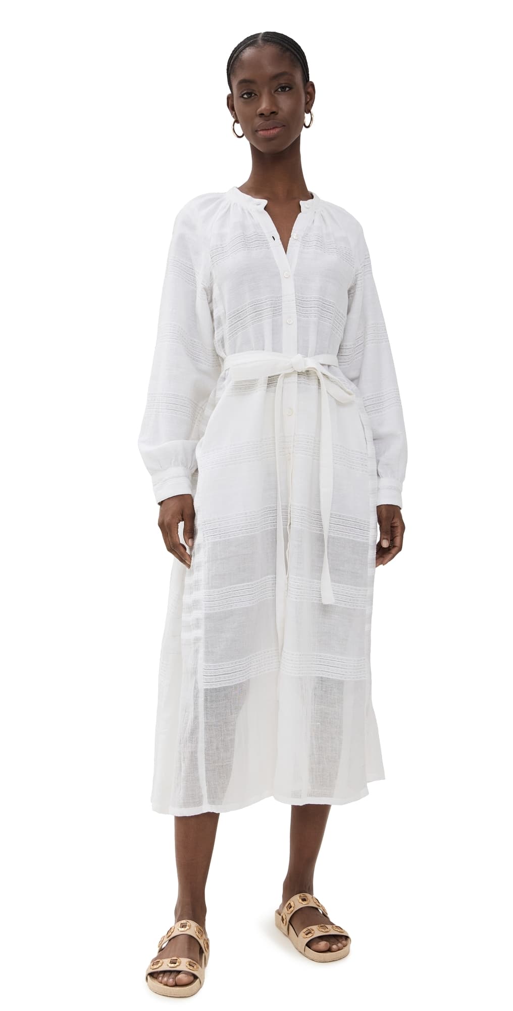 lemlem Makeda Button Up Dress Abira White
