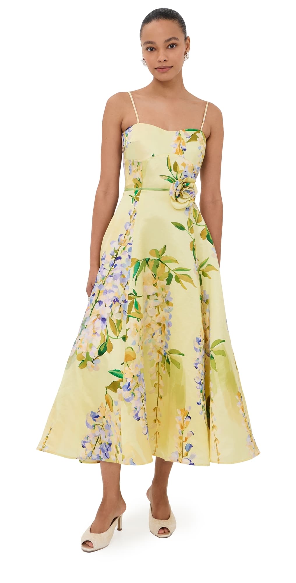 Leo Lin Mariela Linen Midi Dress Wisteria Print
