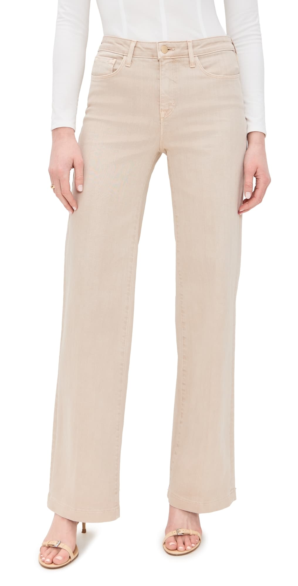 L'AGENCE Clayton High Rise Wide Leg Jeans Biscuit
