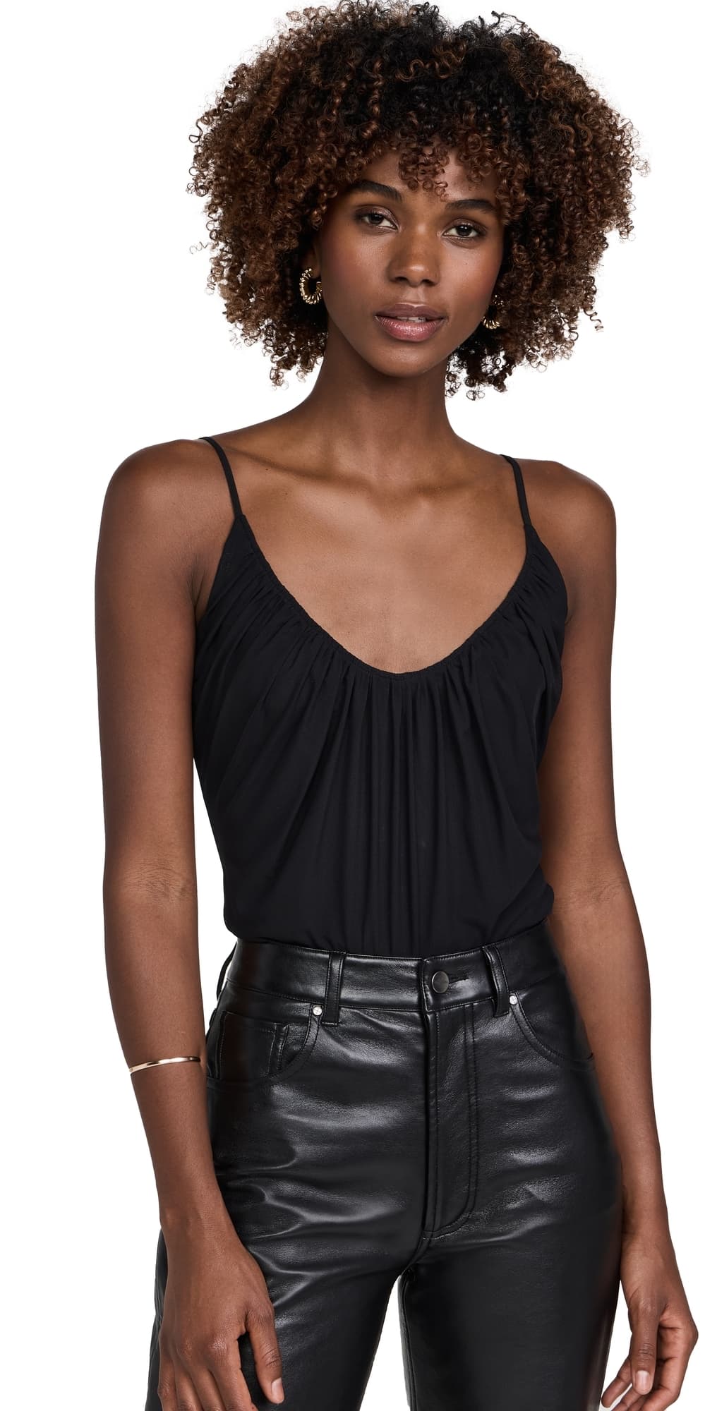 L'AGENCE Gelina Ruched Thong Bodysuit Black