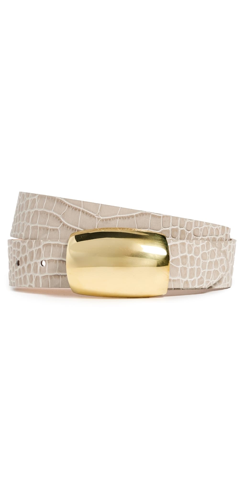 L'AGENCE Milou Domed Croc Embossed Belt Ivory Croc Embossed