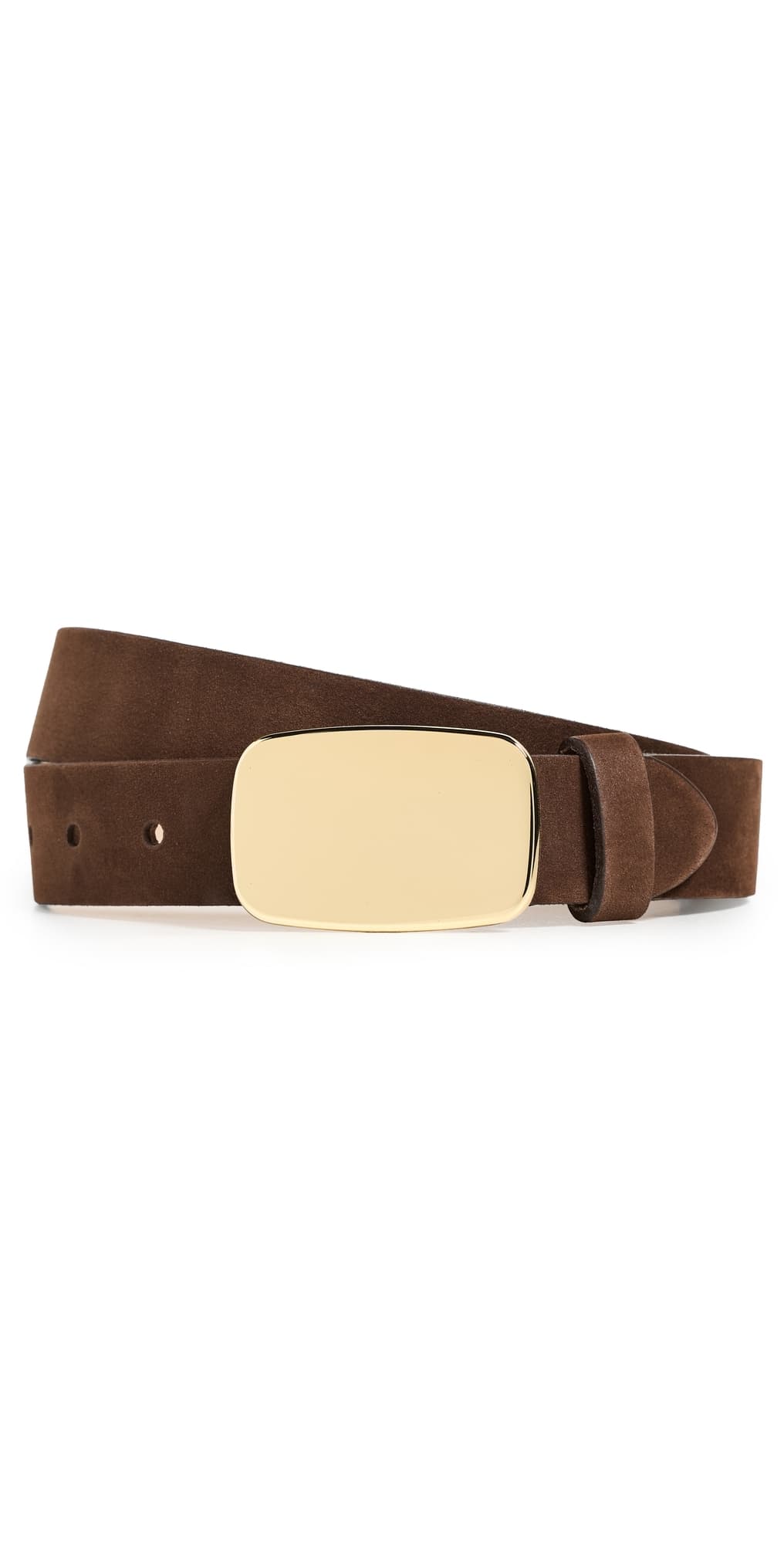 L'AGENCE Hennie Sleek Leather Belt Chocolate Nubuck