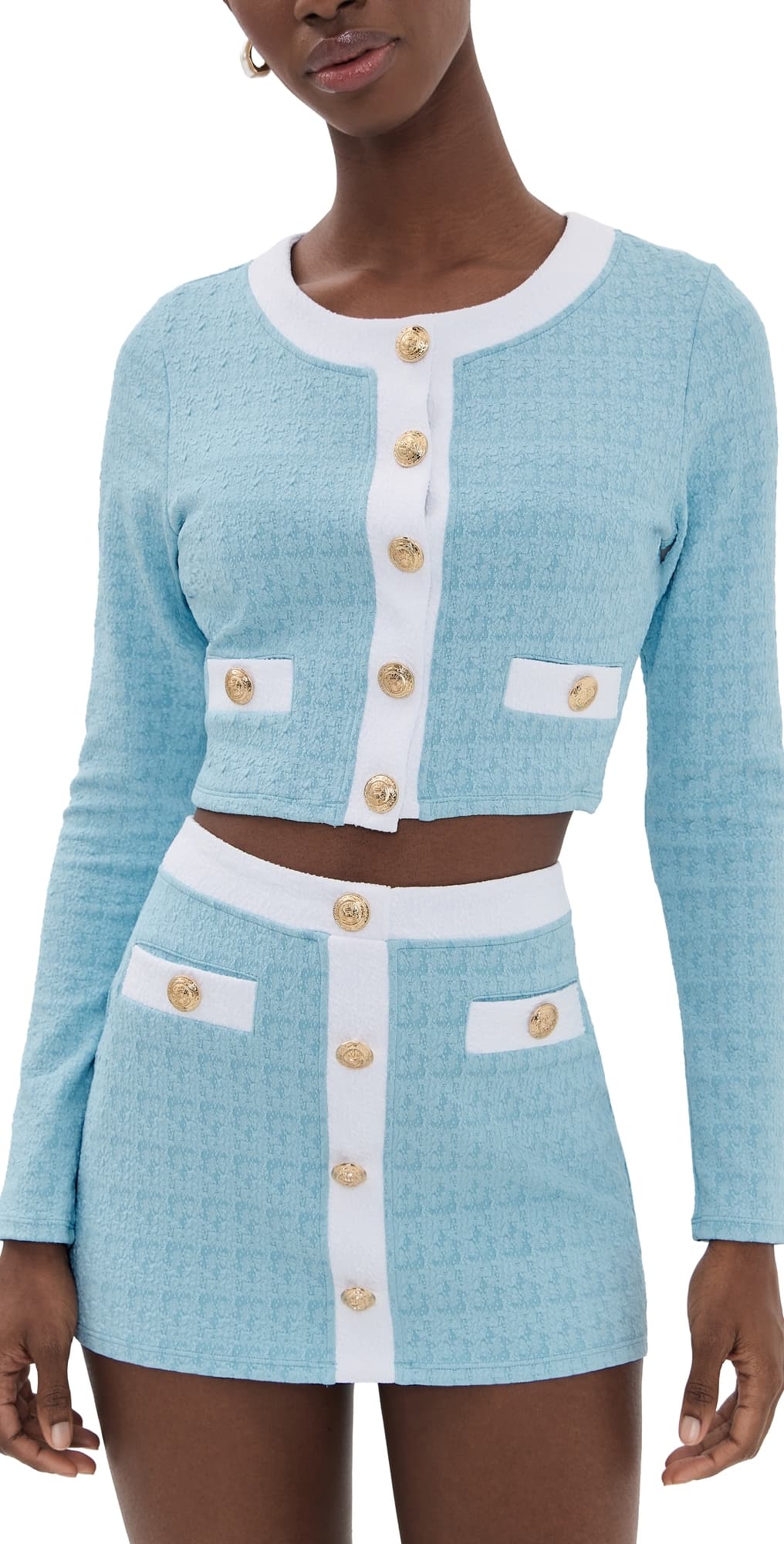 L'AGENCE Adaline Colorblock Chic Swim Cardigan Powder Blue