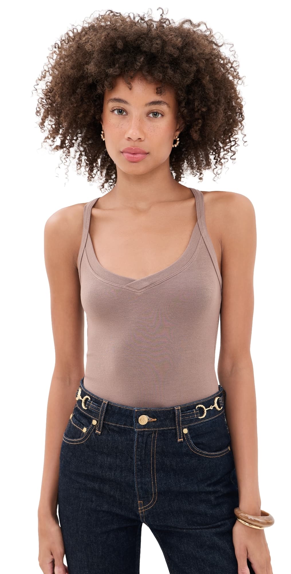 L'AGENCE Wrenna Racerback Thong Bodysuit Cardamom
