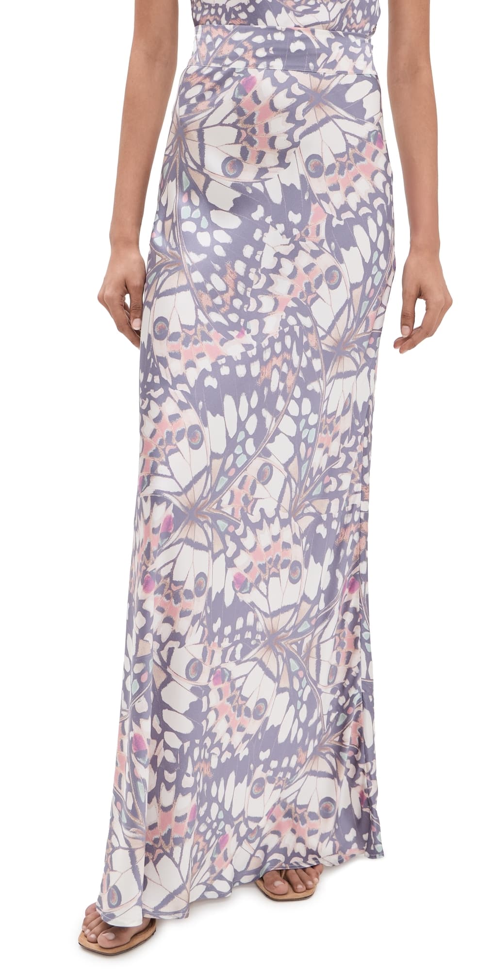 L'AGENCE Ryker Waistband Bias Skirt Multi Butterfly Wing