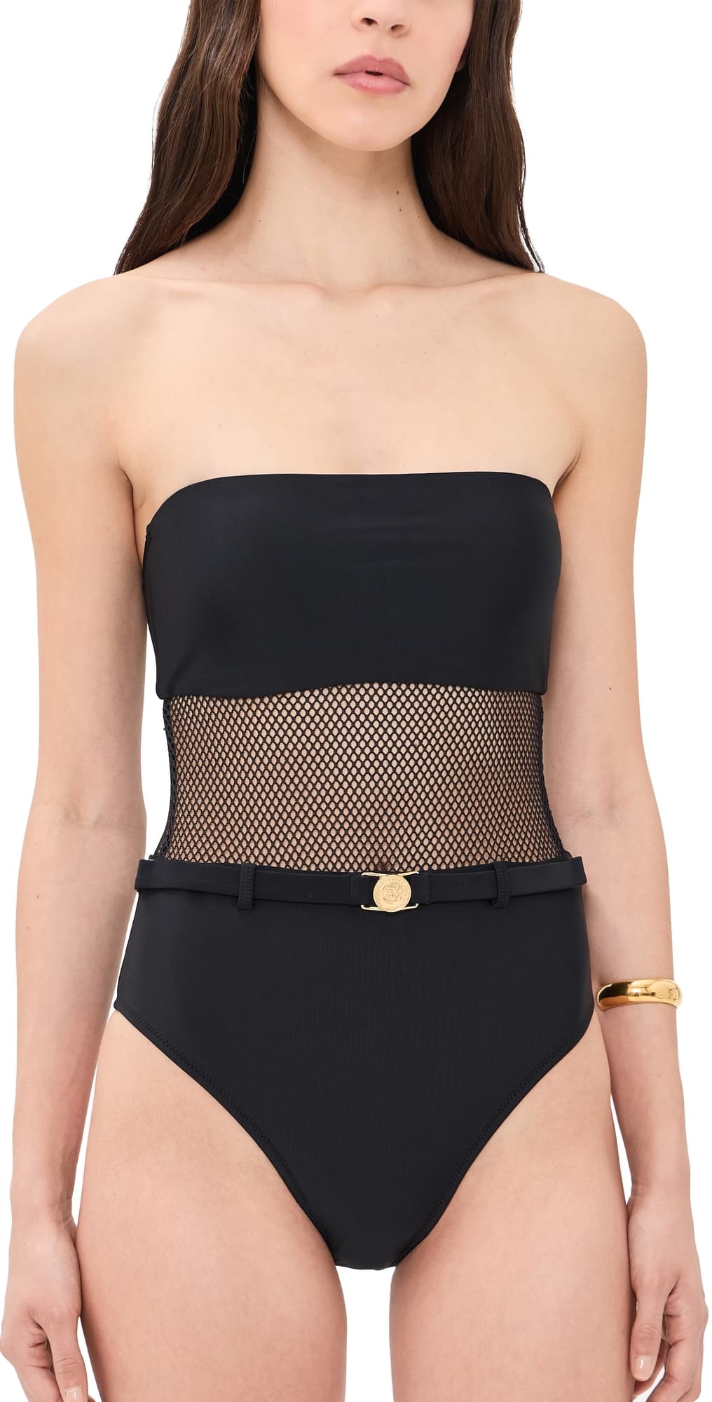 L'AGENCE Tory Mesh One Piece Black